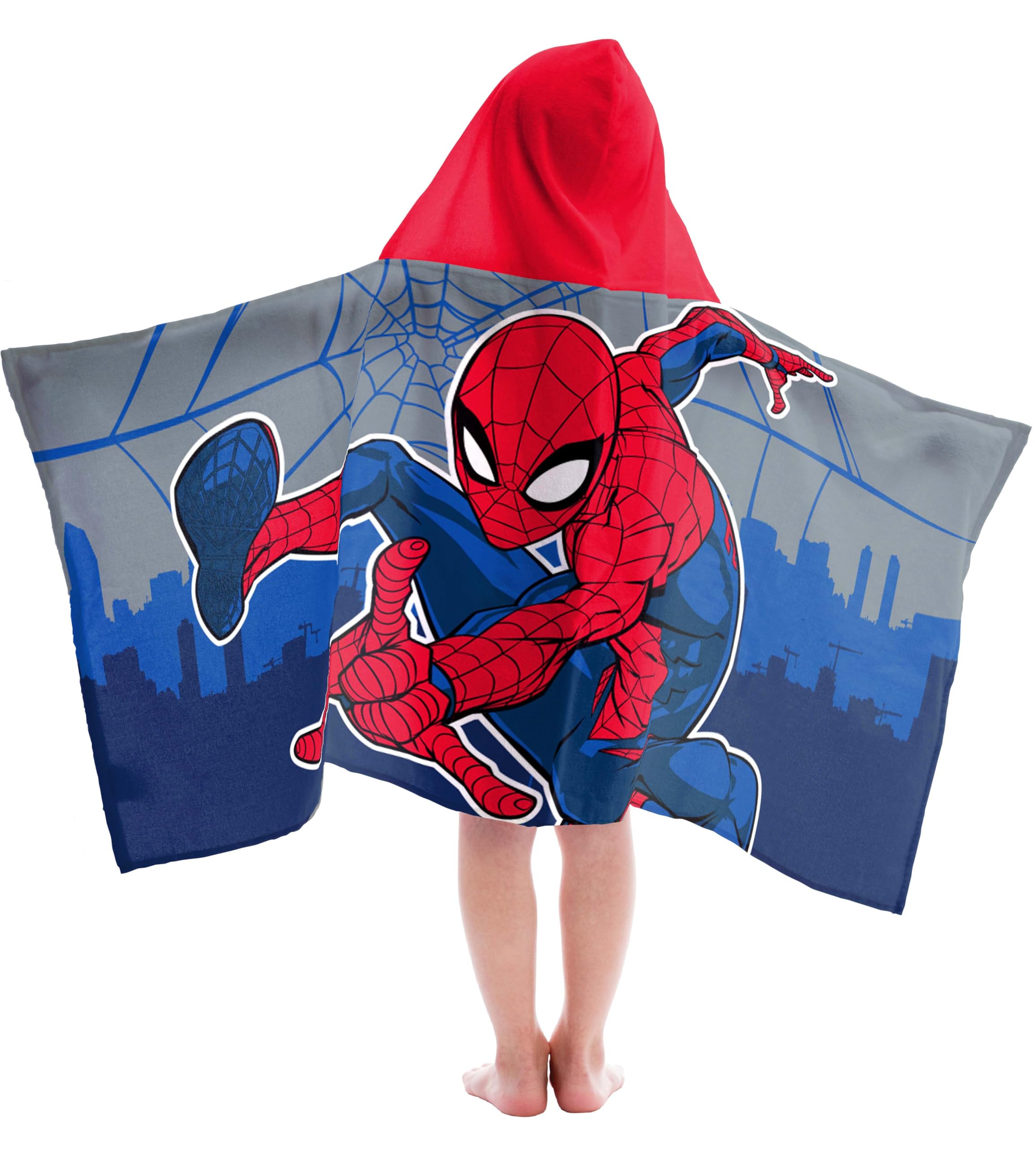 Jay Franco Marvel Spiderman Hooded Poncho Bath Towel – 56 x 130cm Kids Super Soft Bath Towel, Beach, Pool & Travel, Official Licensed Product, Gray