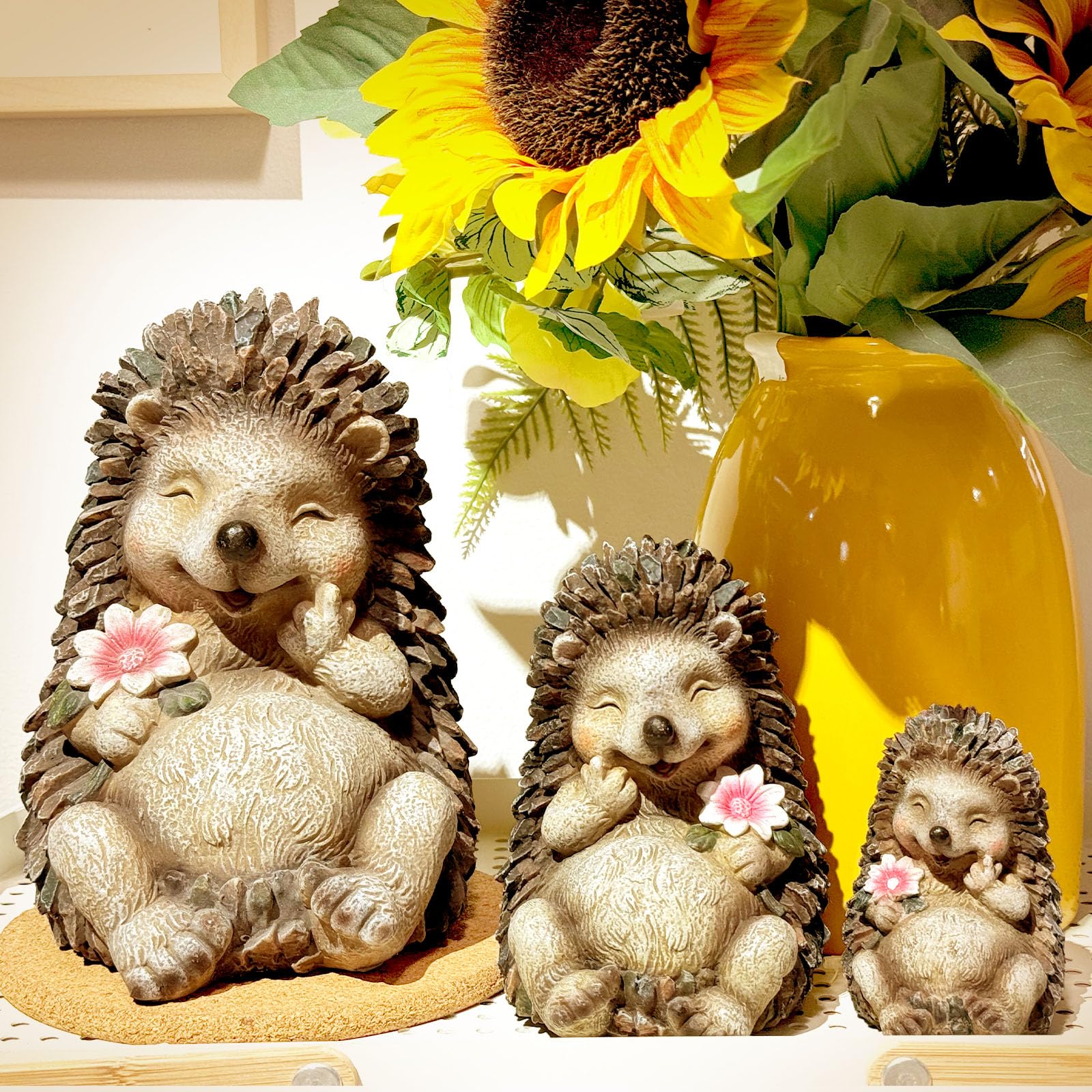 Estatua de erizo, decoración de interiores y exteriores, decoración artística en el hogar, patio, césped, jardín, dormitorio, sala de estar, lindas esculturas de hadas para mamá, abuela,