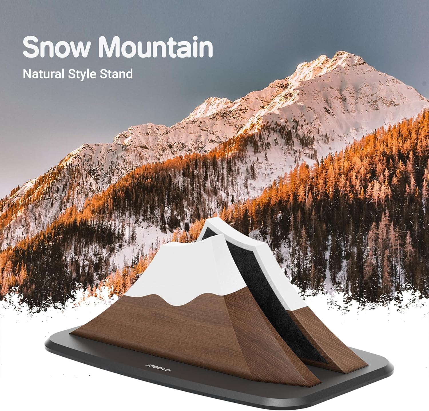 AFOOYO Vertical Laptop Stand - Snow Peak-Shaped Wooden Holder Dock Compatible with MacBook, Surface, Chromebook, Dell & More - Space-Saving Design for All Laptops,Walnut Finish