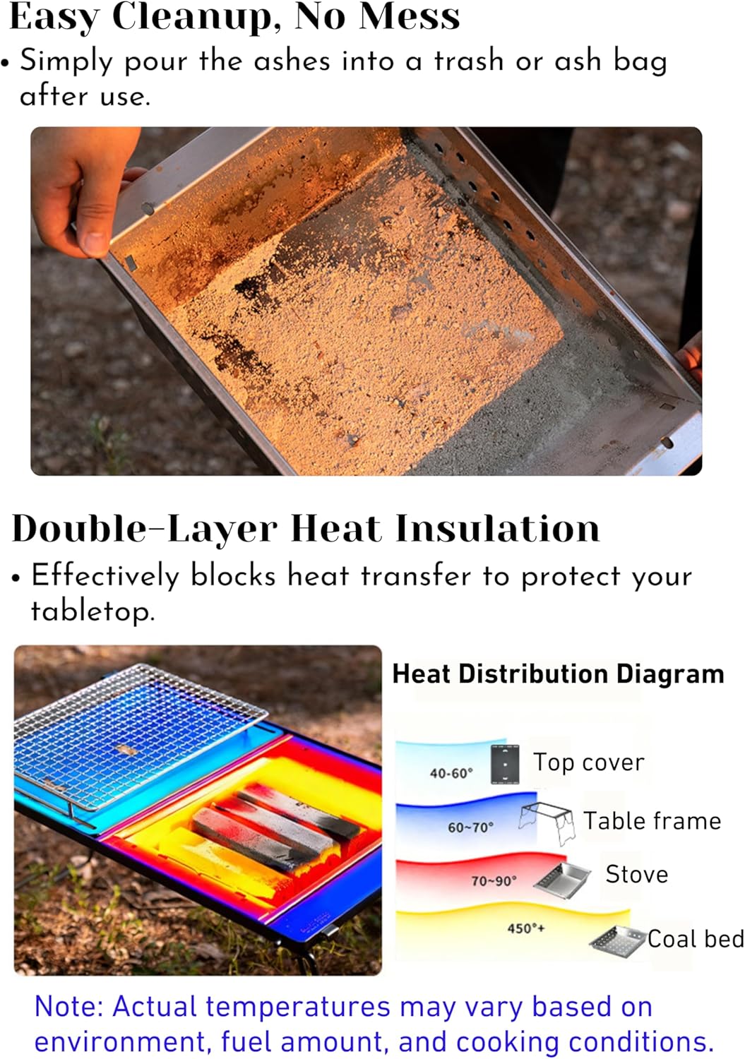 CAMPINGMOON IGT Compatible Charcoal Grill Portable Tabletop BBQ Stove Heat-Shield Design 304 Stainless Steel Precision Airflow Overlanding Camping UG-1