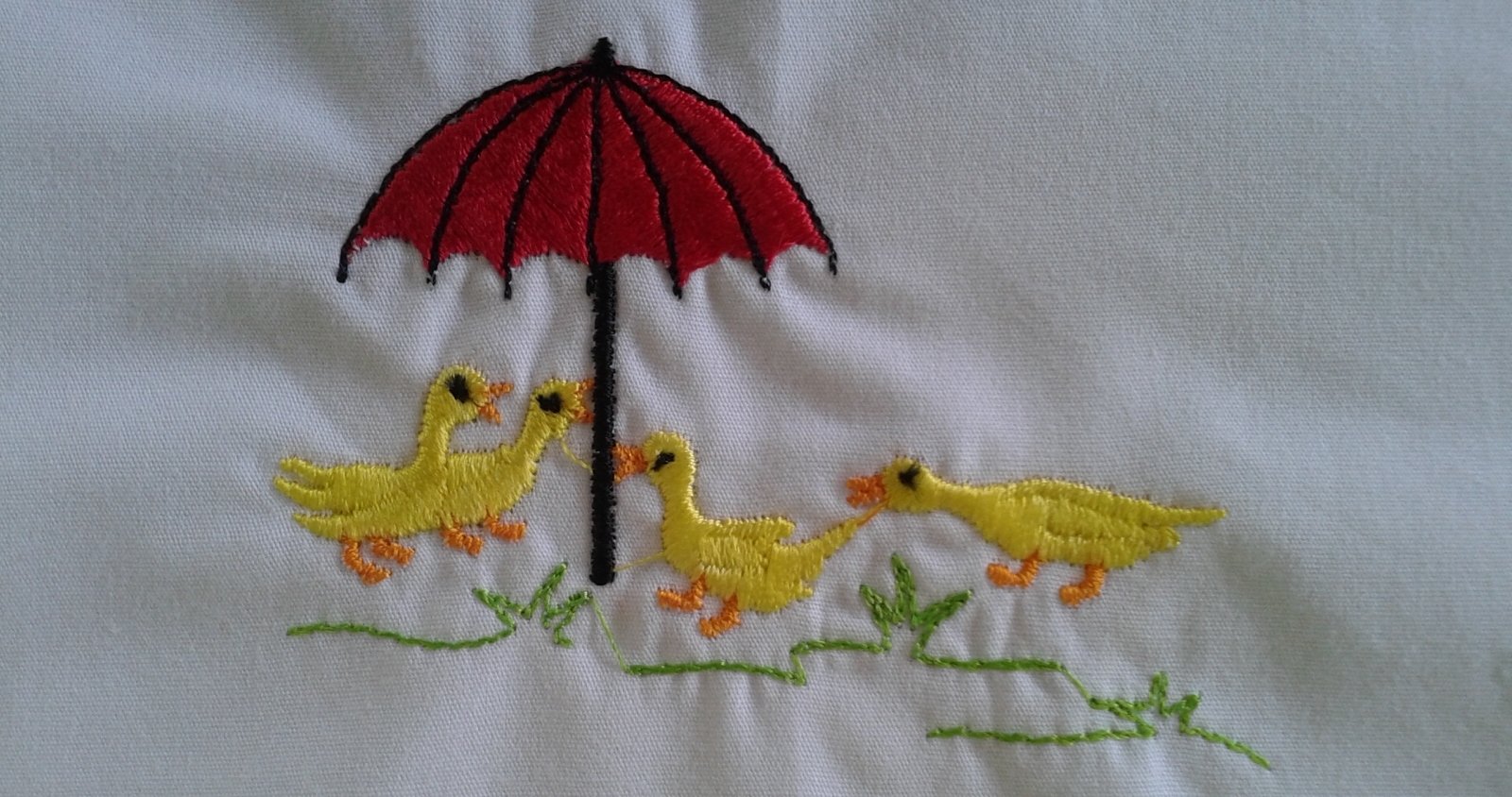 Embroidered Baby Sheet/Wrapper - Ducks under the Umbrella