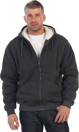 Gioberti Mens Soft Heavyweight Sherpa Lined Fleece Hoodie Jacket