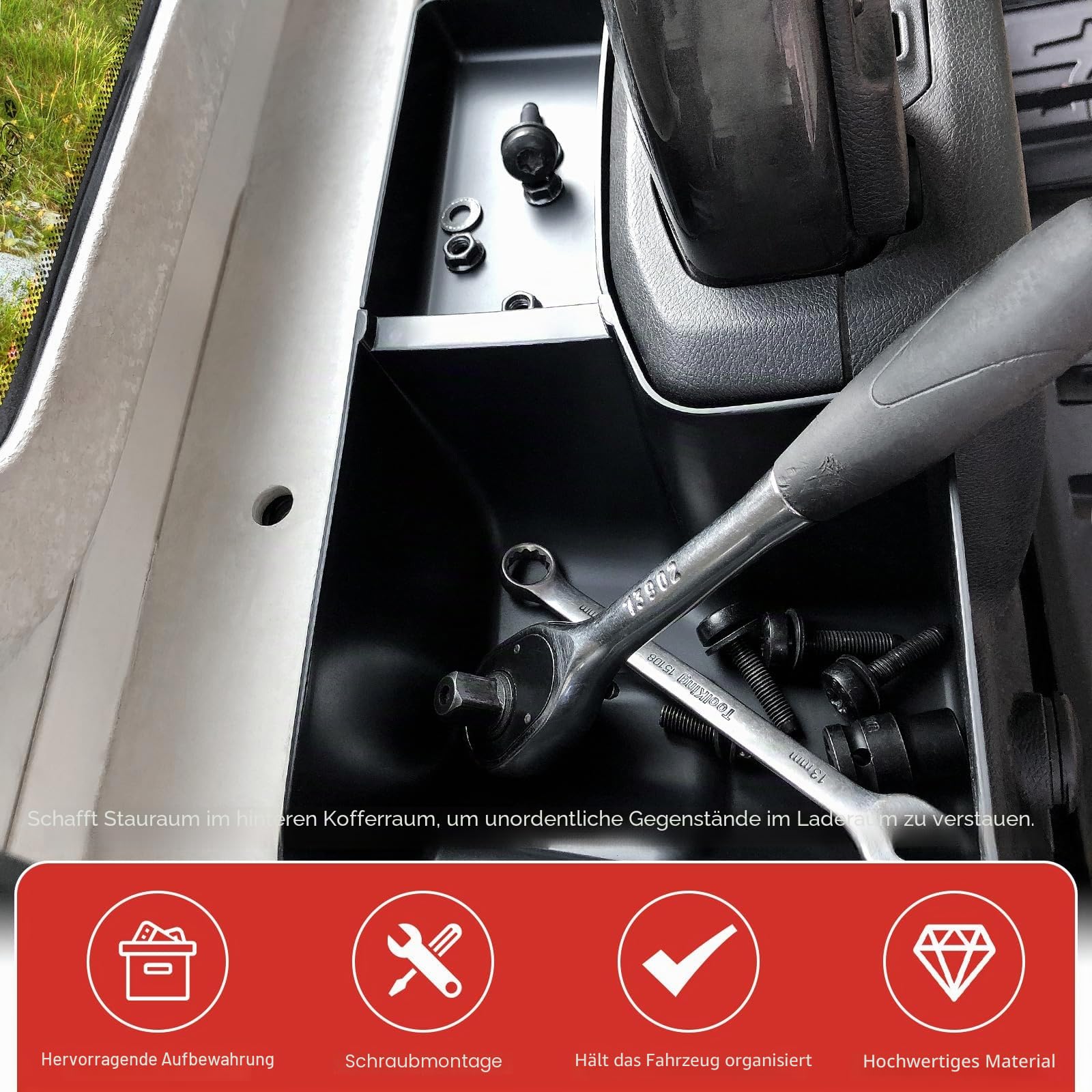 Radkasten-Aufbewahrungsbehälter für Jeep Wrangler JL JLU 4XE 2018–2023, Cargo-Organizer, Kofferraum, seitliche Aufbewahrungsbox für Wrangler JL 4-Türer-Zubehör (links + rechts, nicht passend für