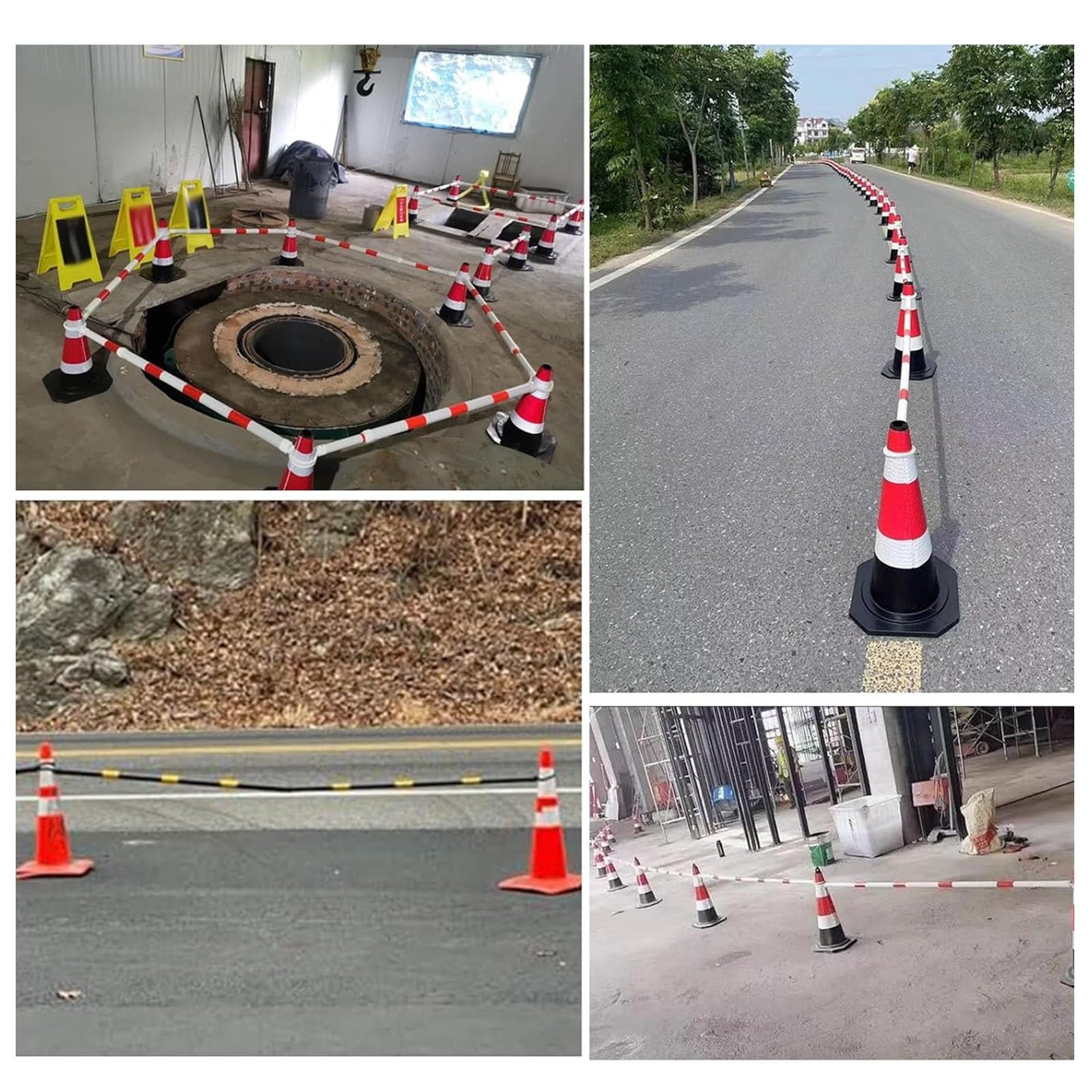 Barrera de Conos de tráfico Extensible (Paquete de 6/10/30): Barrera de Seguridad retráctil de 1,2 m a 2,2 m para Obras Viales. Cinta de precaución Extensible. Conos de tráfico no incluidos