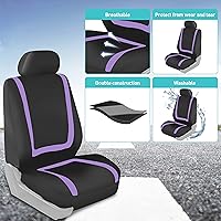 Vista 29 de FH Group FB032114 - Juego completo de fundas para asientos de coche con paño plano Funda de silicón para volante, color negro sólido, se adapta a