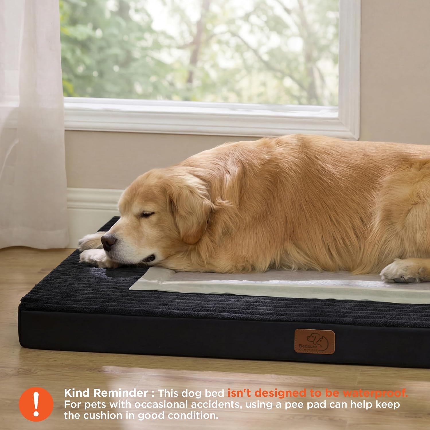 Bedsure ComfyFleece XXL Dog Bed for Crate with Washable Cover, 47x29 image 2