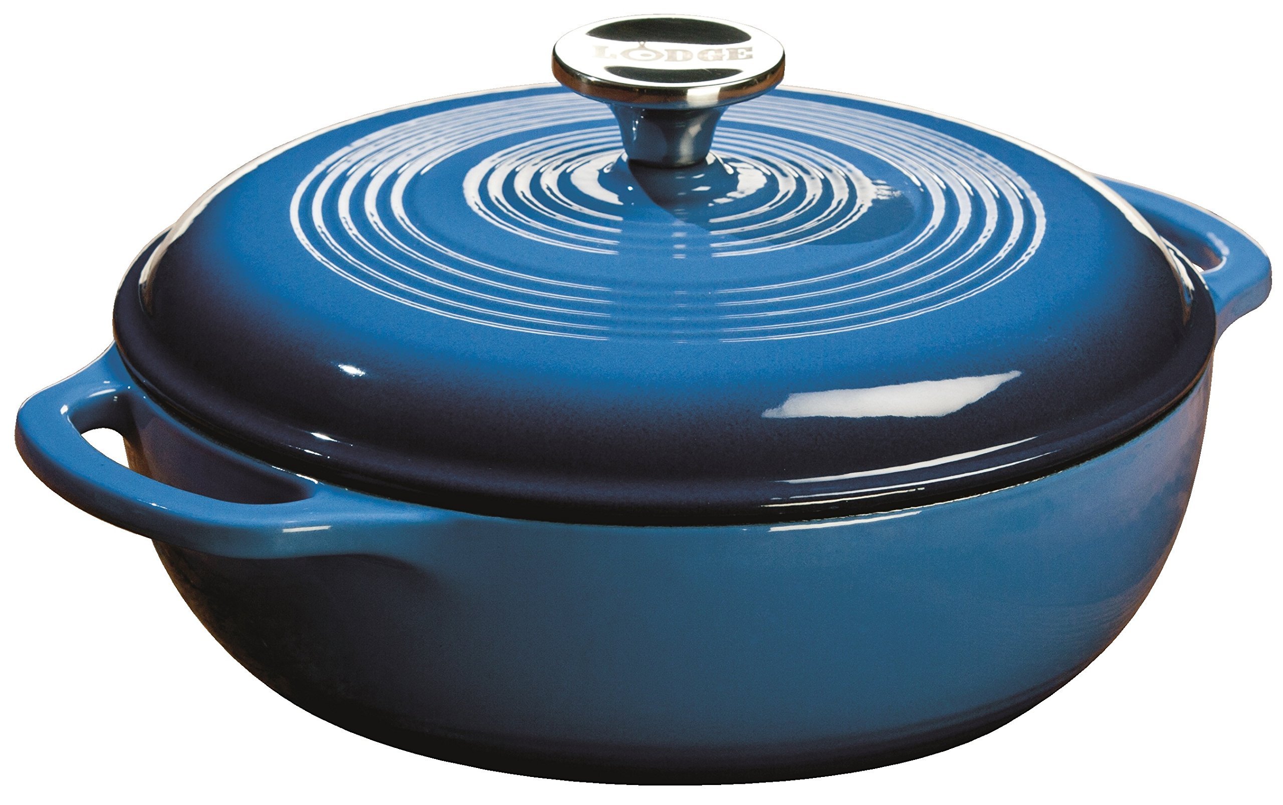 3 Quart Enameled Cast Iron Dutch Oven with Lid – Dual Handles – Oven Safe up to 500° F or on Stovetop - Use to Marinate, Cook, Bake, Refrigerate and Serve – Caribbean Blue