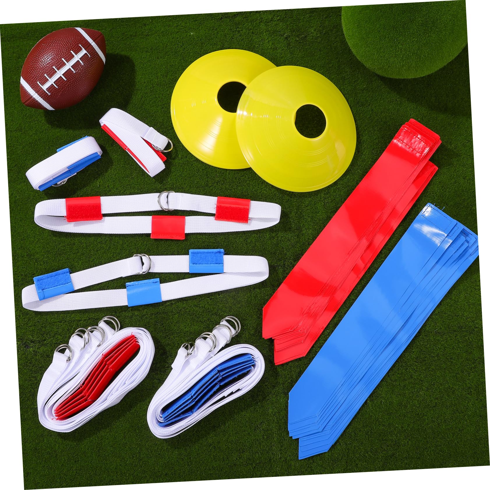 Garneck 16 Pièces Kit d'entraînement de rugby Ceinture cônes drapeau football trousses flag-football pour les enfants Équipement d'entraînement de football équipement de football