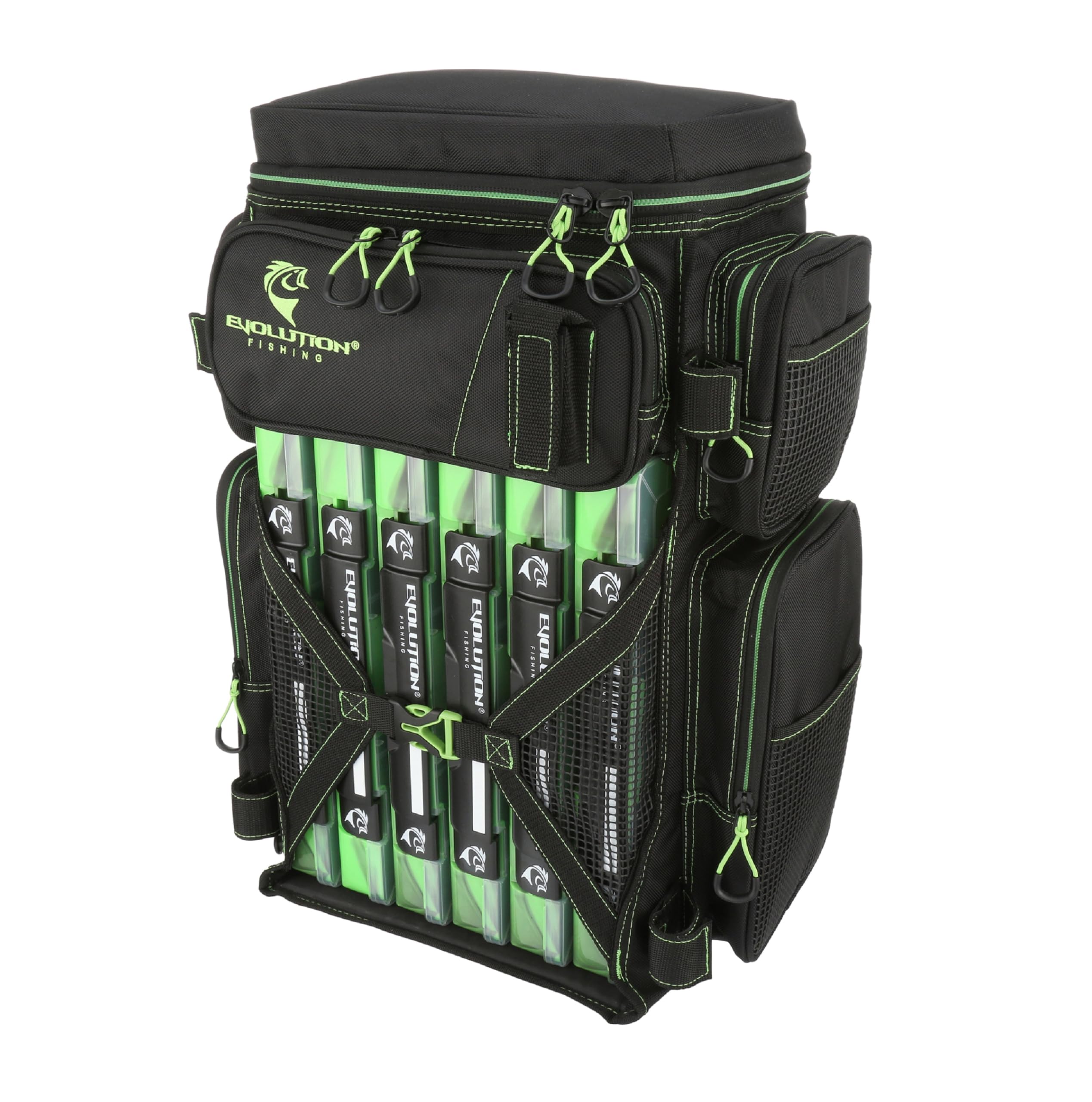 Evolution Fishing Drift Series Tackle Backpack – 3600, Outdoor Rucksack w/ 6 Fishing Tackle Trays, Rain Fly, Heavy Duty