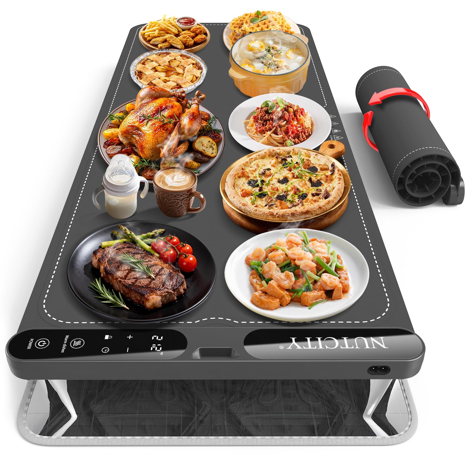 Photo 1 of NUTCITY Warming Mat for Food Extra Large, 40" x 15" - Fast Full Surface Heating, Foldable Warming Trays for Food, Food Warming Mat with 7 Temp Settings & 8-Hour Timer for Buffets Party, Gathering