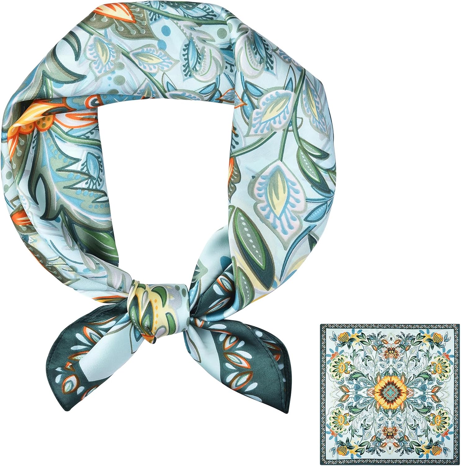 Silk Feeling Hair Scarf Bandanas for Women 27.5" Square Lightweight Satin Head Scarves Neck Sleeping Headscarf Wrap - Image 2