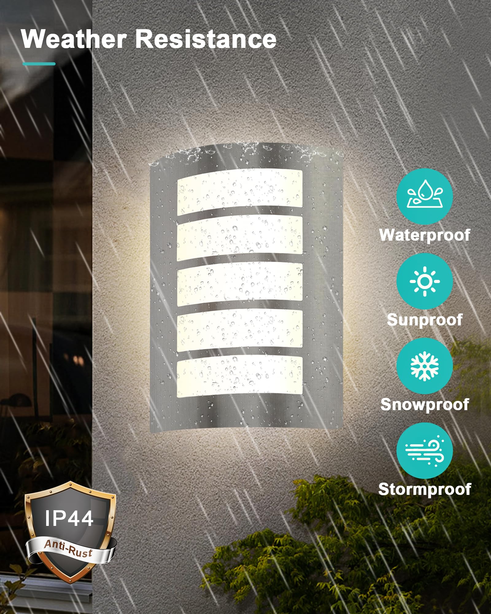 HiBay Outside Wall Lights Mains Powered Stainless Steel Security Light IP44 Waterproof Wall Sconce E27 for Indoor Outdoor Front Door Porch Yard Without Bulb - Image 2