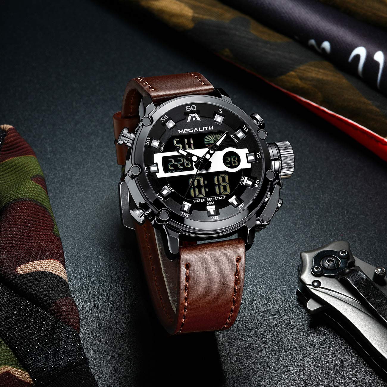 MEGALITH Reloj Hombre Digital Militar: Deportivo Esfera Grande Reloj de Pulsera con Cronómetro LED Alarma Impermeable para Correr Outdoor - Regalos para Él