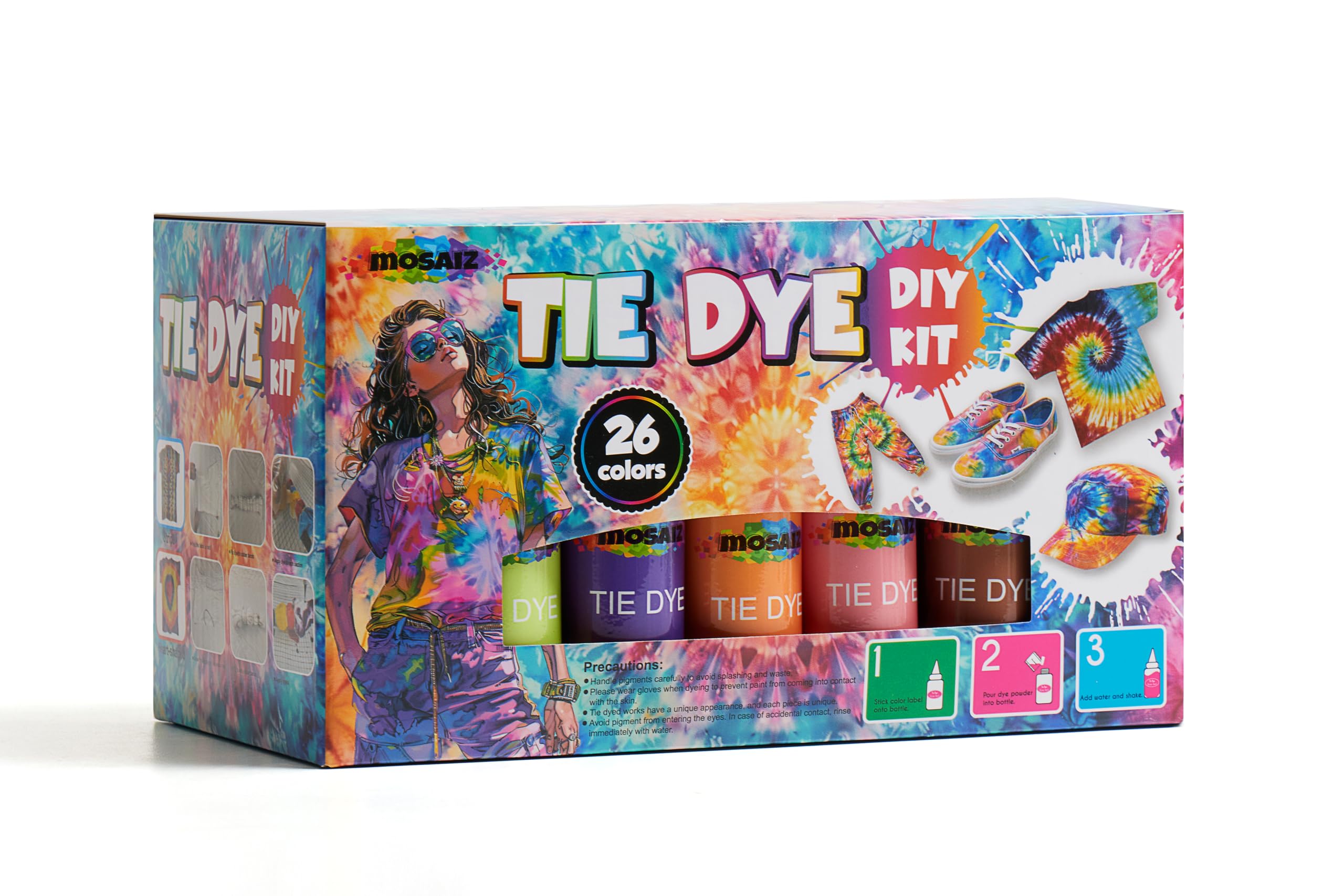 Tie Dye Kit, Dye Kit for Parties, Great Tie Dye Kit for Large Groups, Permanent Fabric Dye, Spray Tie Dye Kits, Pre Filled Bottles with Dye Colors, Non Toxic, Easy to Use with No Mess