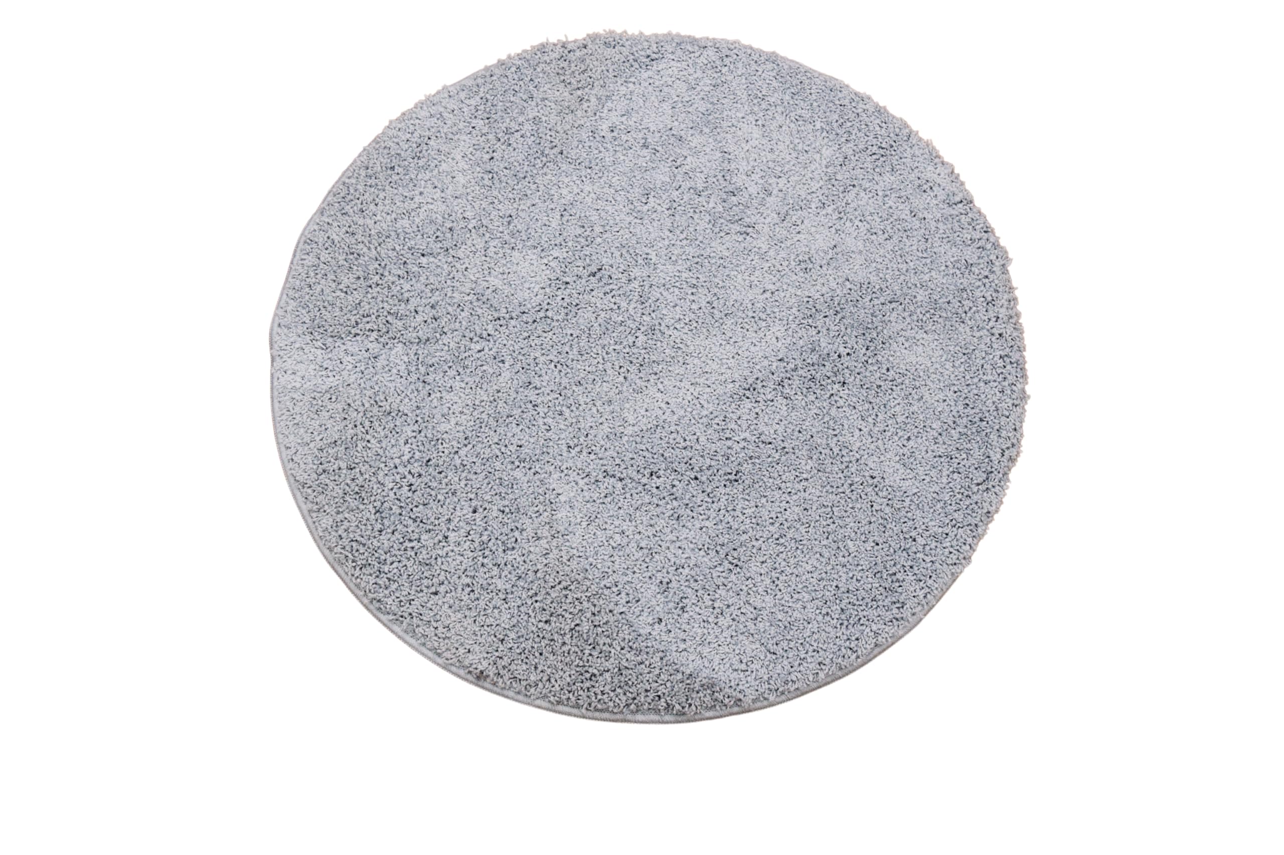 SrS Rugs® Round Shaggy Rug – Circle Mat Soft Thick Pile Non Slip Washable (Silver, 100cm) — image 1
