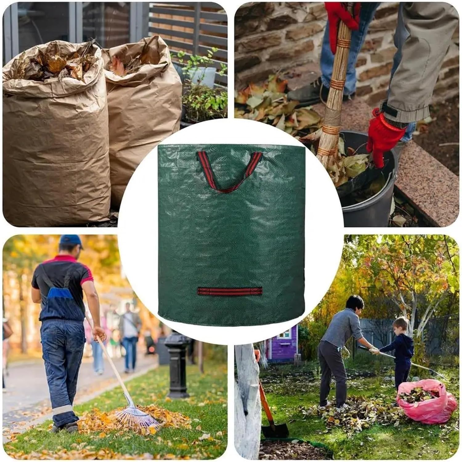 2pcs Large Leaf Garden Waste Bag Waterproof Big Capacity Reusable Sack Weed Trash Can Container For Yard Lawn Pool For Leaves Lawn Debris(500L)