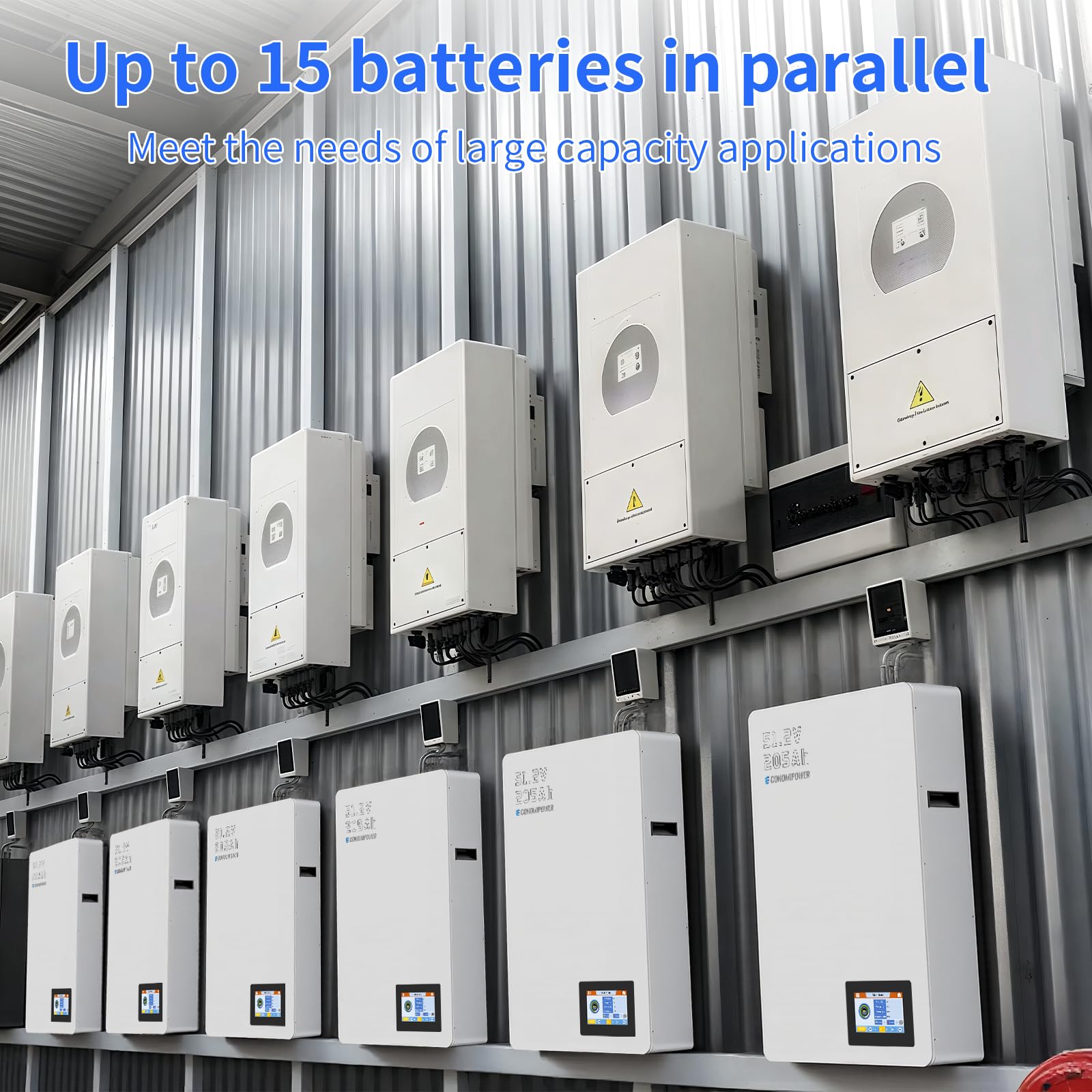 Batteria Lifepo4 da 51,2 V 200 Ah, montaggio a parete, batteria al litio ricaricabile a energia solare da 10 KWh, oltre 6000 cicli 48 V con 100 A BMS per sistema fotovoltaico, uso