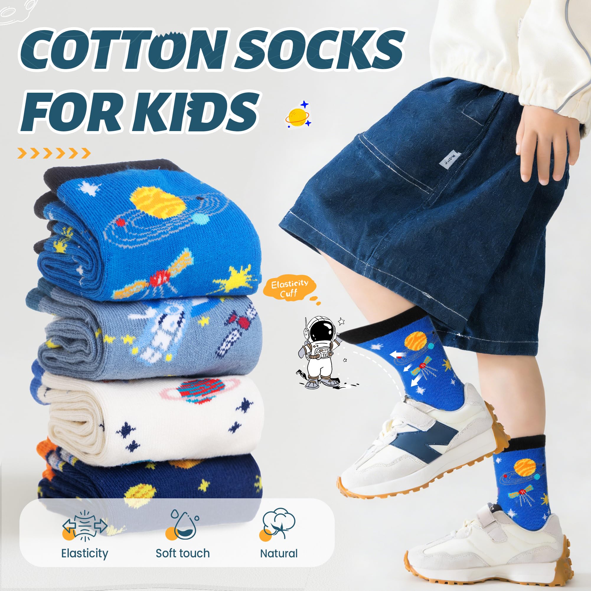 Boys Cotton Crew Socks Kids Novelty Animal Soft Funny Casual Fashion Breathable Childs Socks 6 Pairs