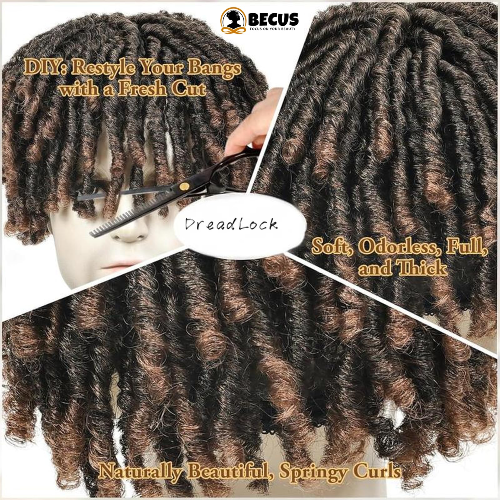 BECUS Dreadlock Toupee Hairpiece for Black Men Short Afro Fake Dreads Topper - Image 4