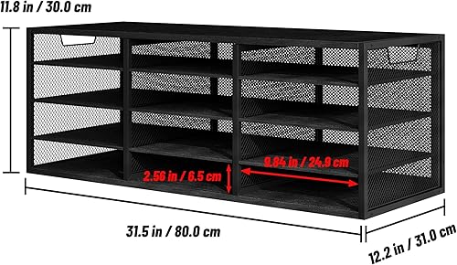 Miniatura 2 de Organizador de papel tamaño carta, organizador de literatura de metal, organizador de escritorio resistente para almacenamiento, buzón de aula