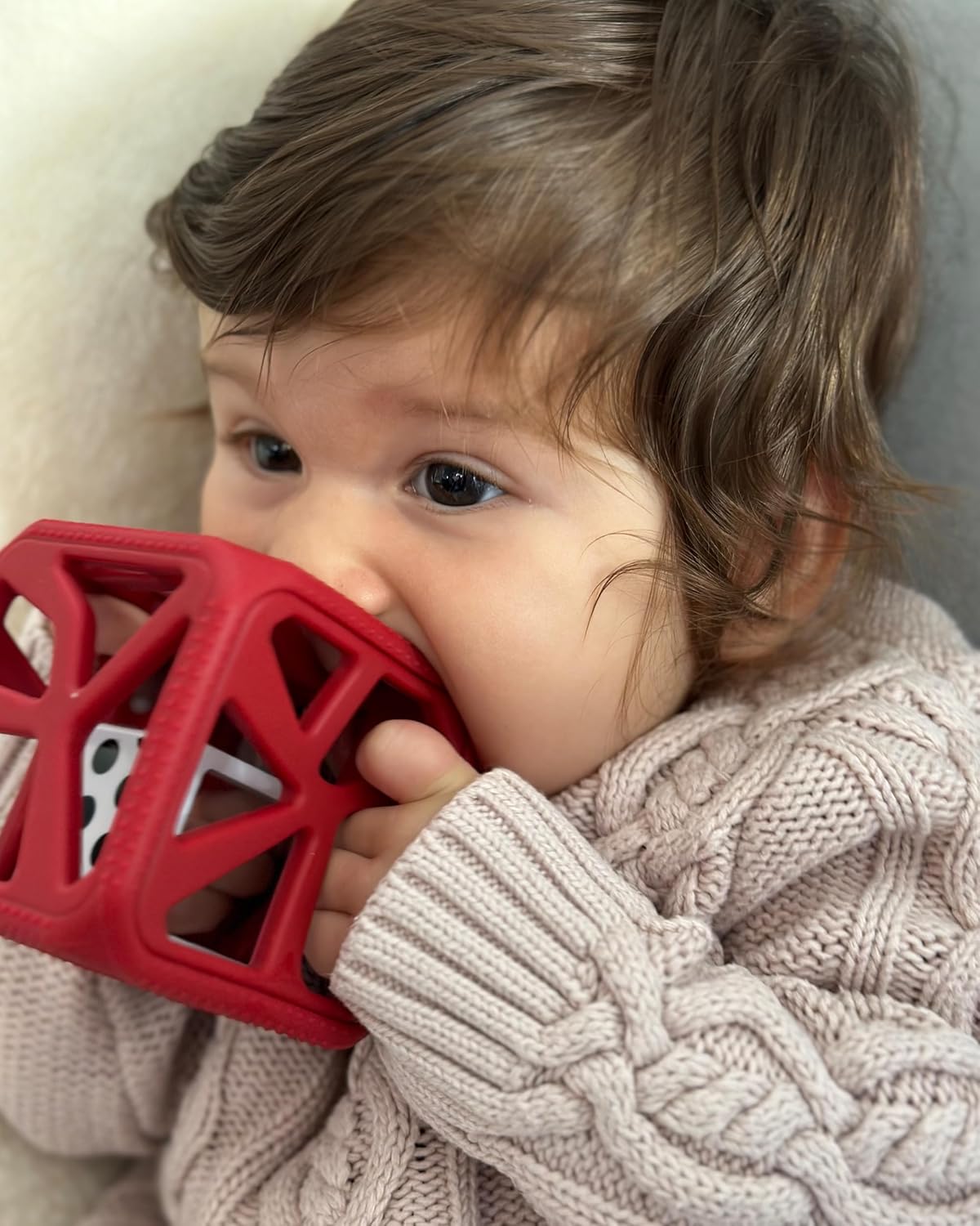 Malarkey Kids Holiday Gift Pack: Munch Mitt and Chew Cube Duo - Perfect Teething Treats for Babies and Toddlers - Red