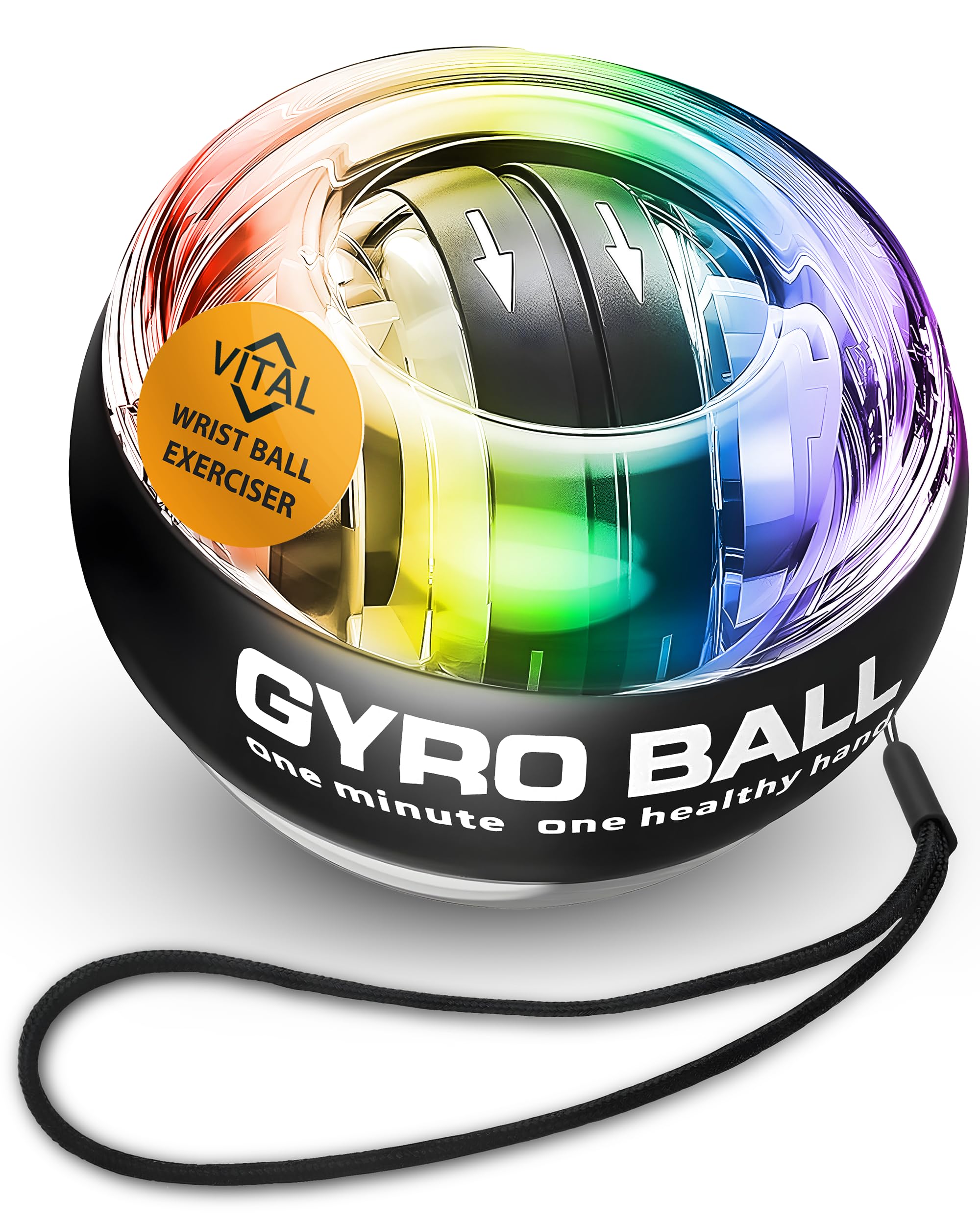 Vital Balle d'exercice pour poignet Gyroscopique pour la main et l'avant-bras avec rotor en zinc pour entraînement de force, exercice de poignet et bras Accessoire de fitness portable