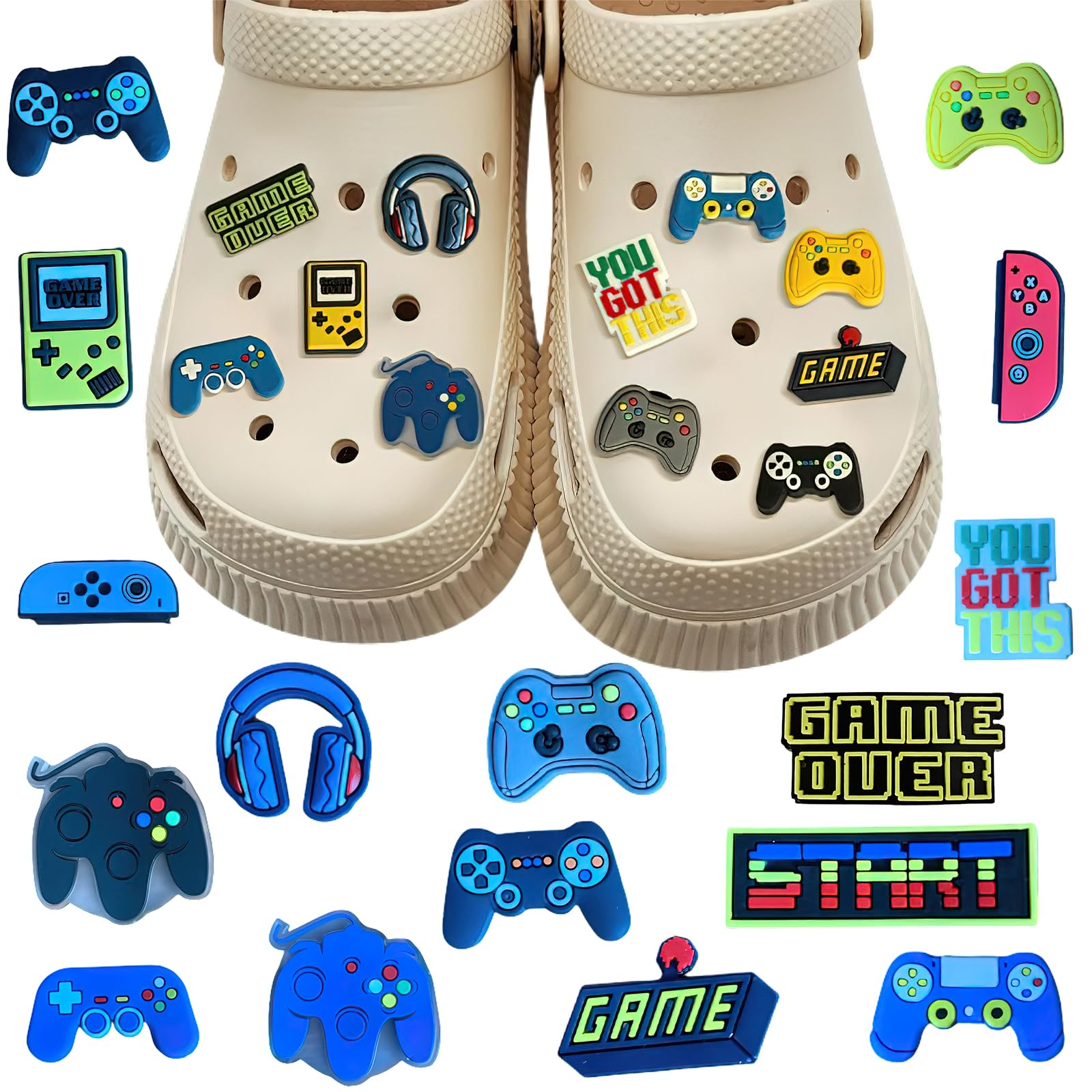 30 Pcs Video Game Decoration for Crocs Charms Boys, DIY Shoe Accessories for Croc Charms Adults Teens