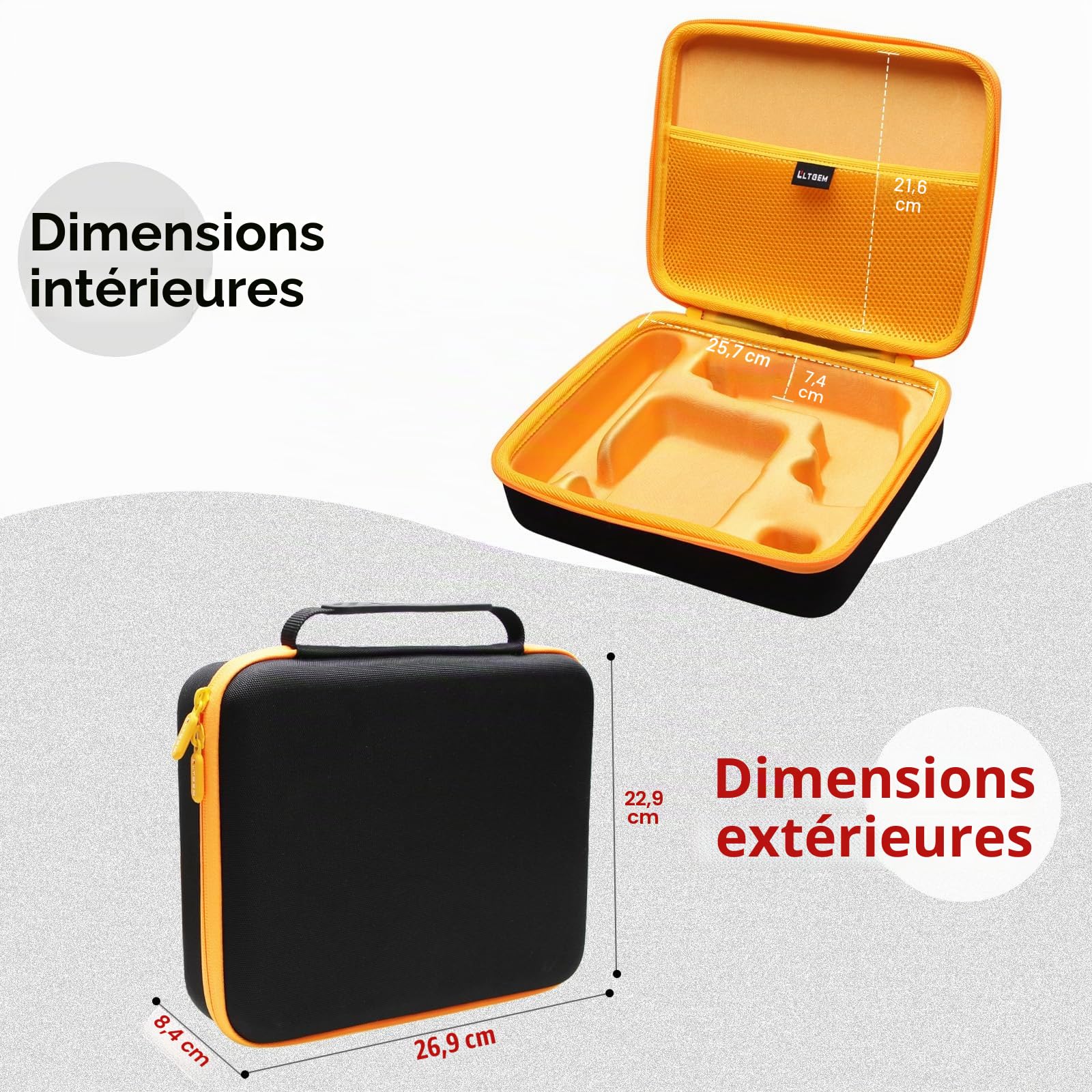 LTGEM Étui Rigide en EVA pour kit de Tournevis sans Fil DEWALT 8 V Max, gyroscopique, 2 Piles, électrique (DCF680N2) – Sac de Transport de Transport de Voyage