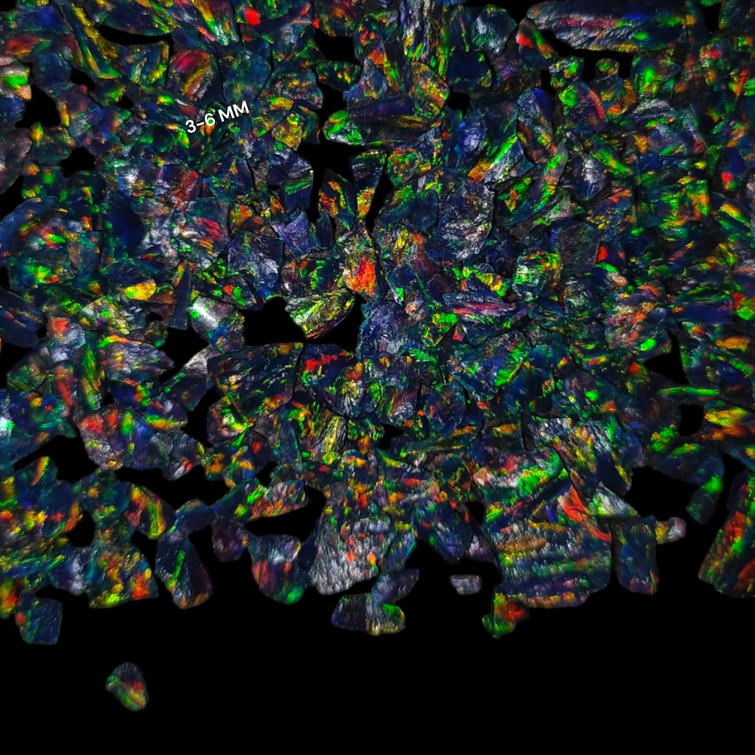 Crushed Black Opal Gemstone 3-6 MM Powder Opal Premium Inlay Material For Woodwork, Ring Inlay Multi Fire Ethiopian Multi Fire Gems
