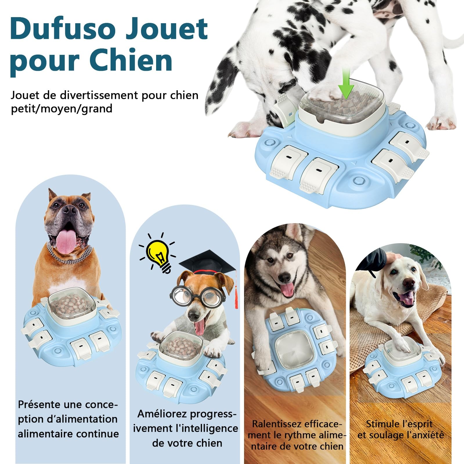 Jouet Chien Occupation, Jeu d'Intelligence Indestructible pour Gamelle - Jeu de Stratégie Dog Activity-Formation Interactive-Niveau 2