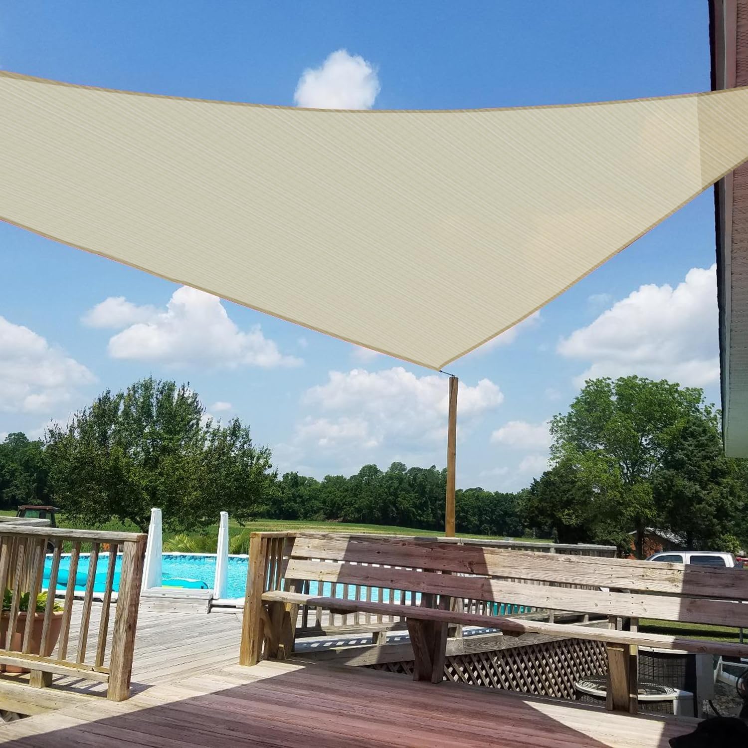 WINDSCREEN4LESS 16' x 16' x 16' Sun Shade Sail UV Block Fabric Canopy in Beige Sand Triangle for Patio Garden Patio Customized