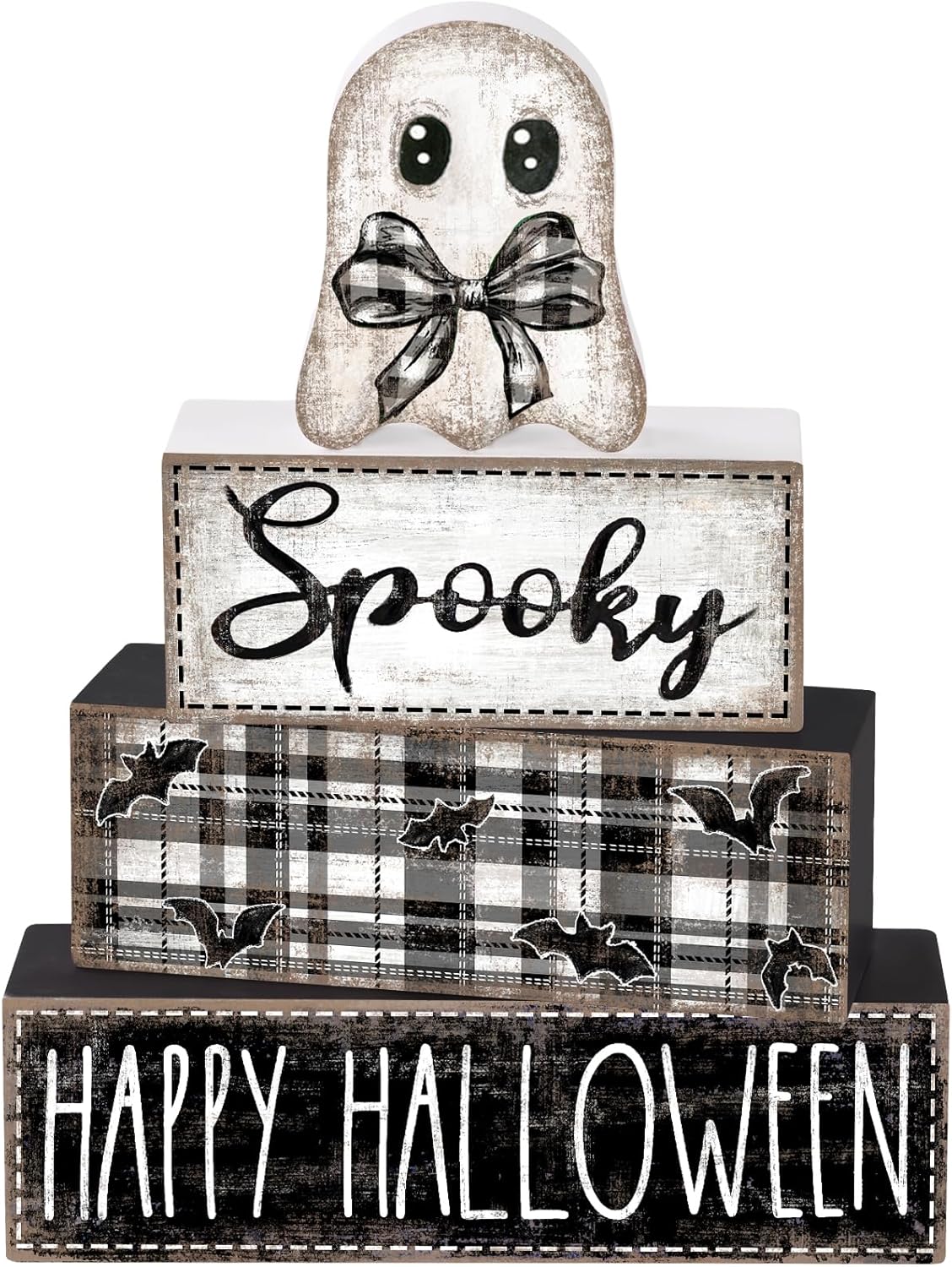 4Pcs Halloween Table Decoration Happy Halloween Wooden Block Sign Ghost Rustic Tiered Tray Decor Centerpiece Sign for Farmhouse Holiday Tabletop Coffee Fireplace Shelf Desk Party Decor 4Pcs Halloween Table Decoration Happy Halloween Wooden Block Sign Ghost Rustic Tiered Tray Decor Centerpiece Sign for Farmhouse Holiday Tabletop Coffee Fireplace Shelf Desk Party Decor