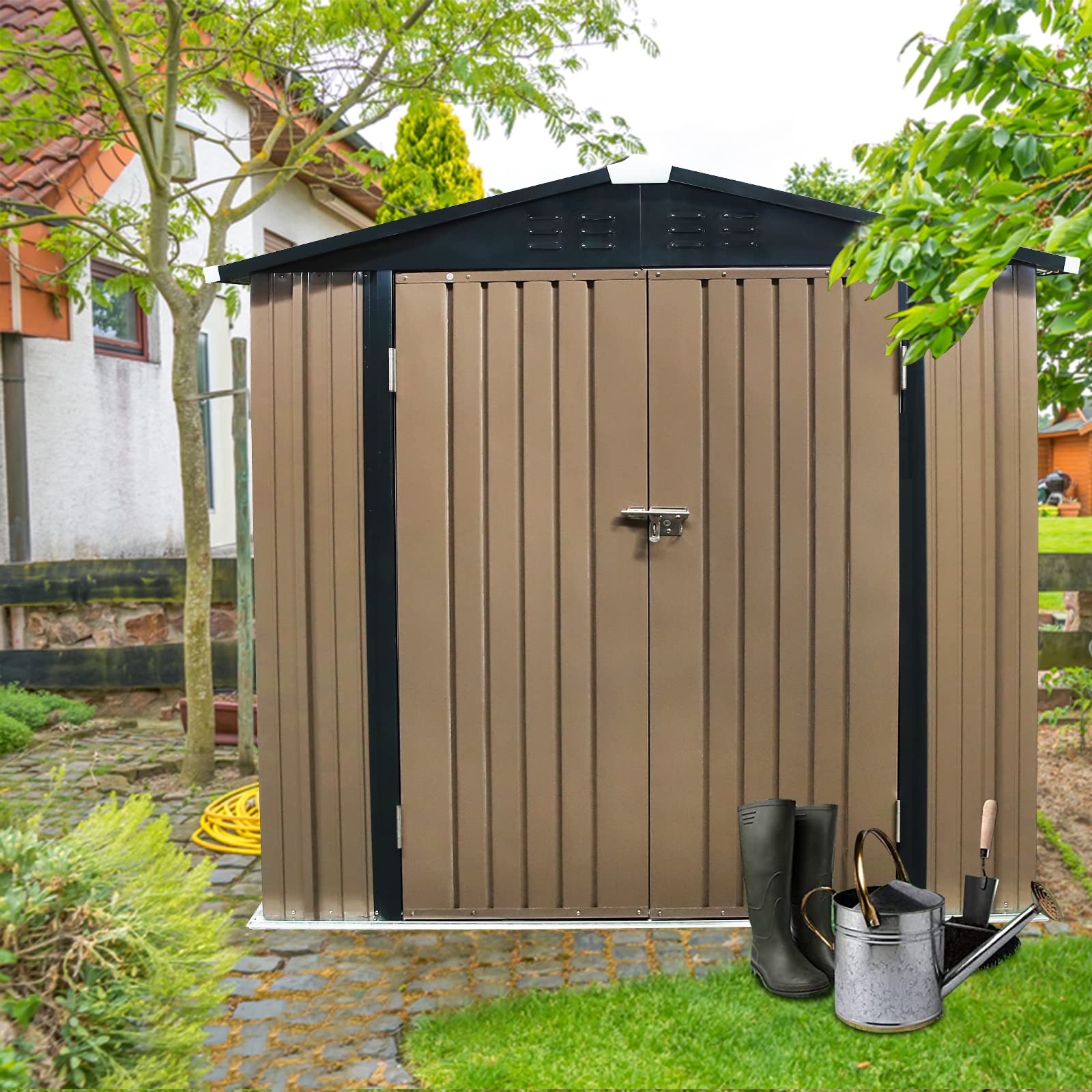 Buy Polar Aurora 6 x 4 FT Outdoor Metal Storage Shed, Steel Garden Shed