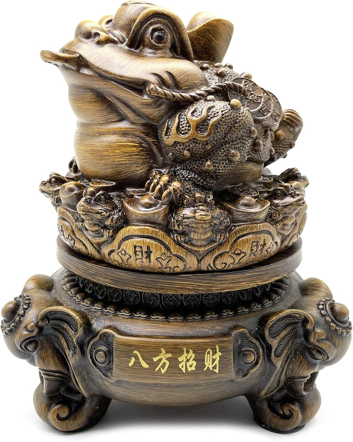 8 Inch Height Chinese Feng Shui Money Frog (Three Legged Wealth Frog or Money Toad) Statue with Rotating Base Feng Shui Decor Home Office Decoration Tabletop Ornaments Good Lucky Gifts (Colour 1)