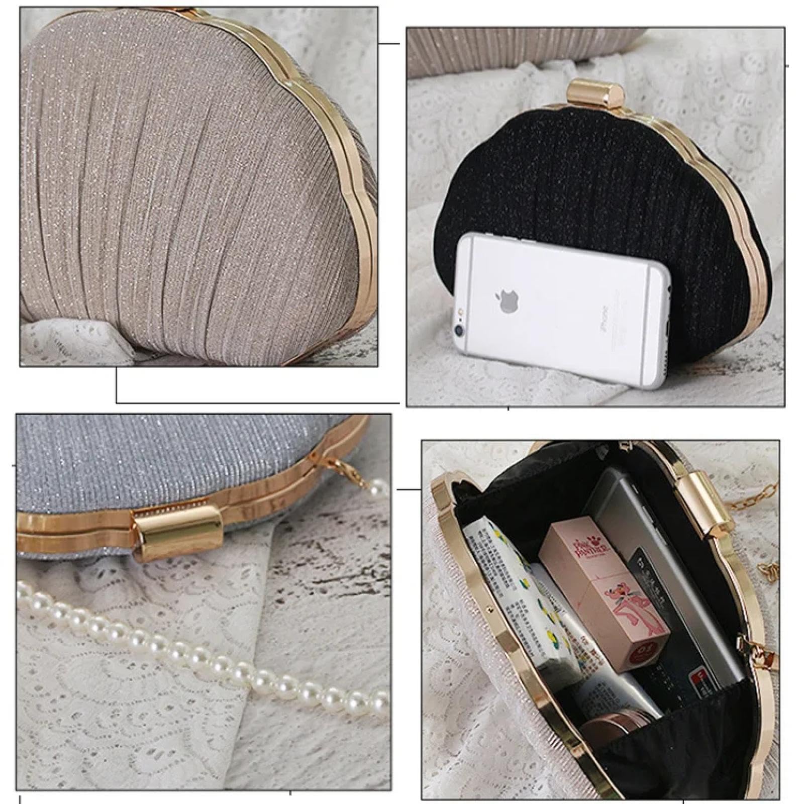 Abendtasche Damen Clutch Abend Taschen Frauen Bankett Tasche Damen Handtasche Shell Clutch Geldbörse Perlen Griff Taschen Über Schulter Brieftaschen