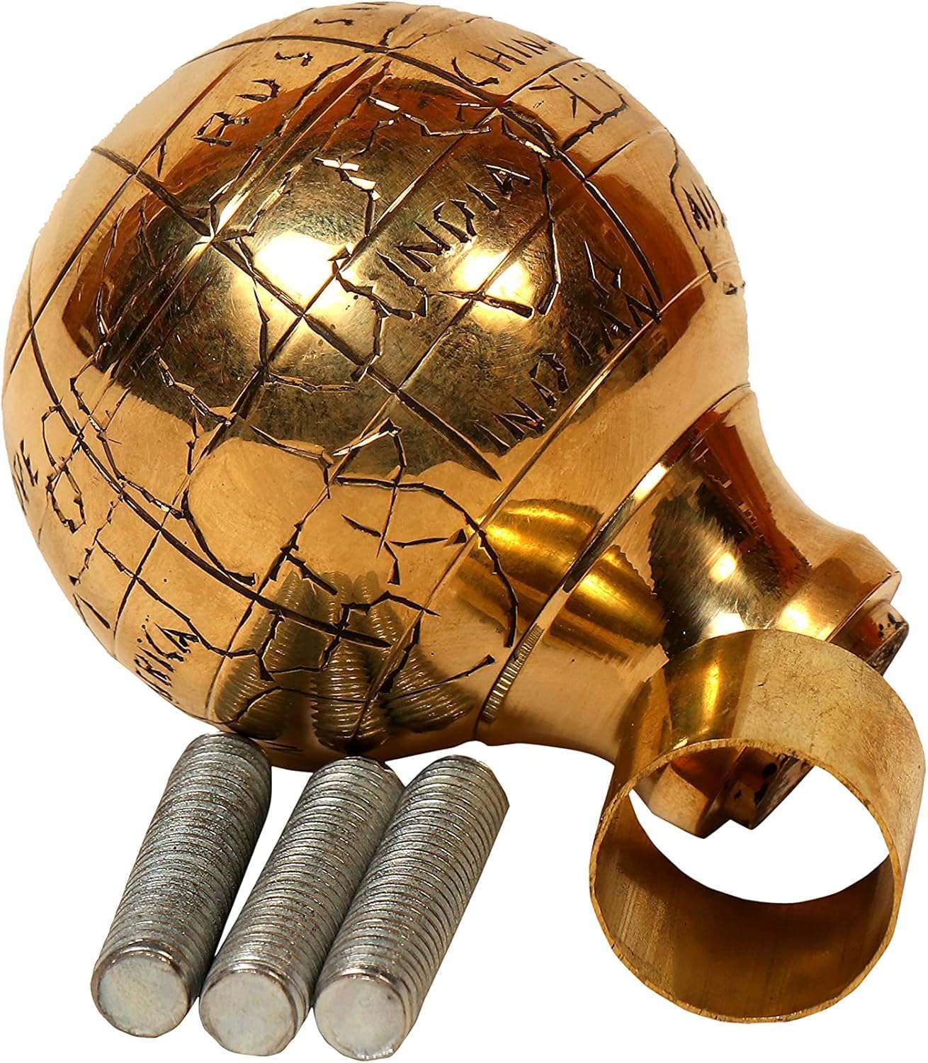 Global Antiques Handmade Brown Wooden Walking Stick with Brass Globe Handle Antique Style Walking Cane for Men & Women, Decorative Mobility Aid, Cane for Costume