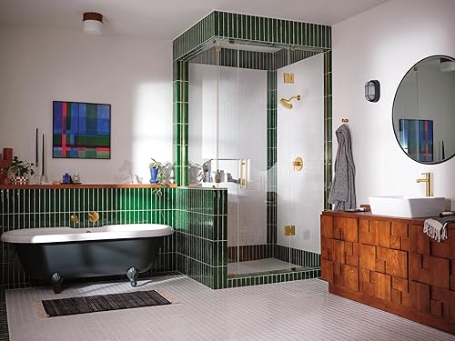 Miniatura 10 de Align WT391BG - Grifo de bañera de un solo mango dorado cepillado con alcance de boquilla de 10 pulgadas, relleno de bañera de alto flujo