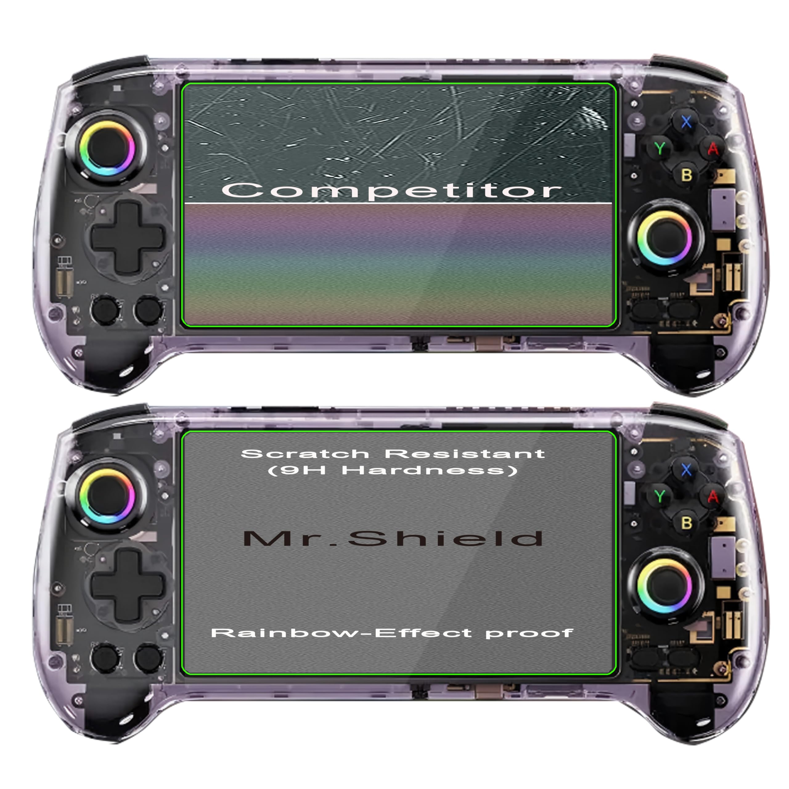 Mr.Shield Pellicola Protettiva per Anbernic RG DS [3 Pack Lower screen + 2 Pack Upper screen] Vetro Temperato [9H Durezza] [5 Pezzi] Protezione Schermo Senza Bolle