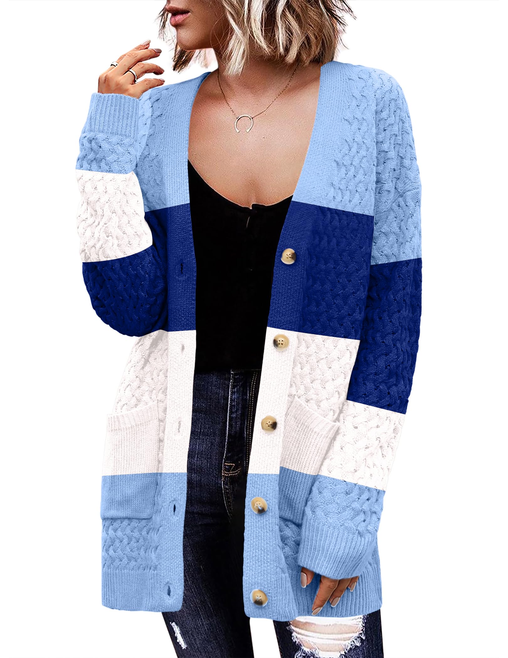 Zeagoo Cardigan Sweaters for Women Long Sleeve Fall Clothes Button Down Top