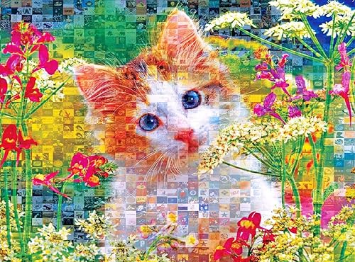 Cra-Z-Art - RoseArt - Mosaicos Kodak Premium - Lindos gatitos en las flores - Rompecabezas de 750 piezas