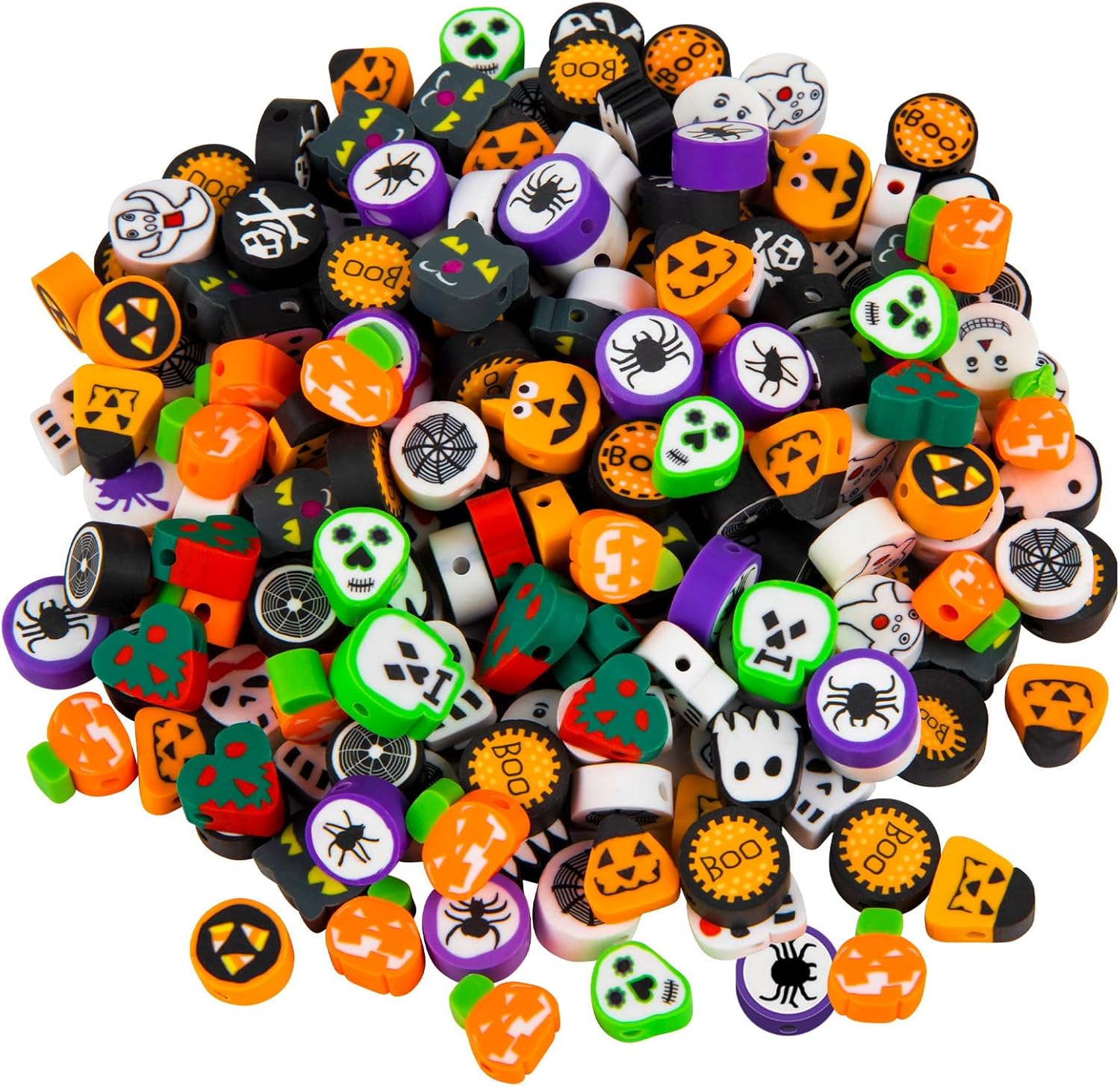 200 Pcs Halloween Polymer Clay Beads, Mixed Heishi Spacer Beads Supplies for Women DIY Bracelet Earring Necklace Jewelry Making