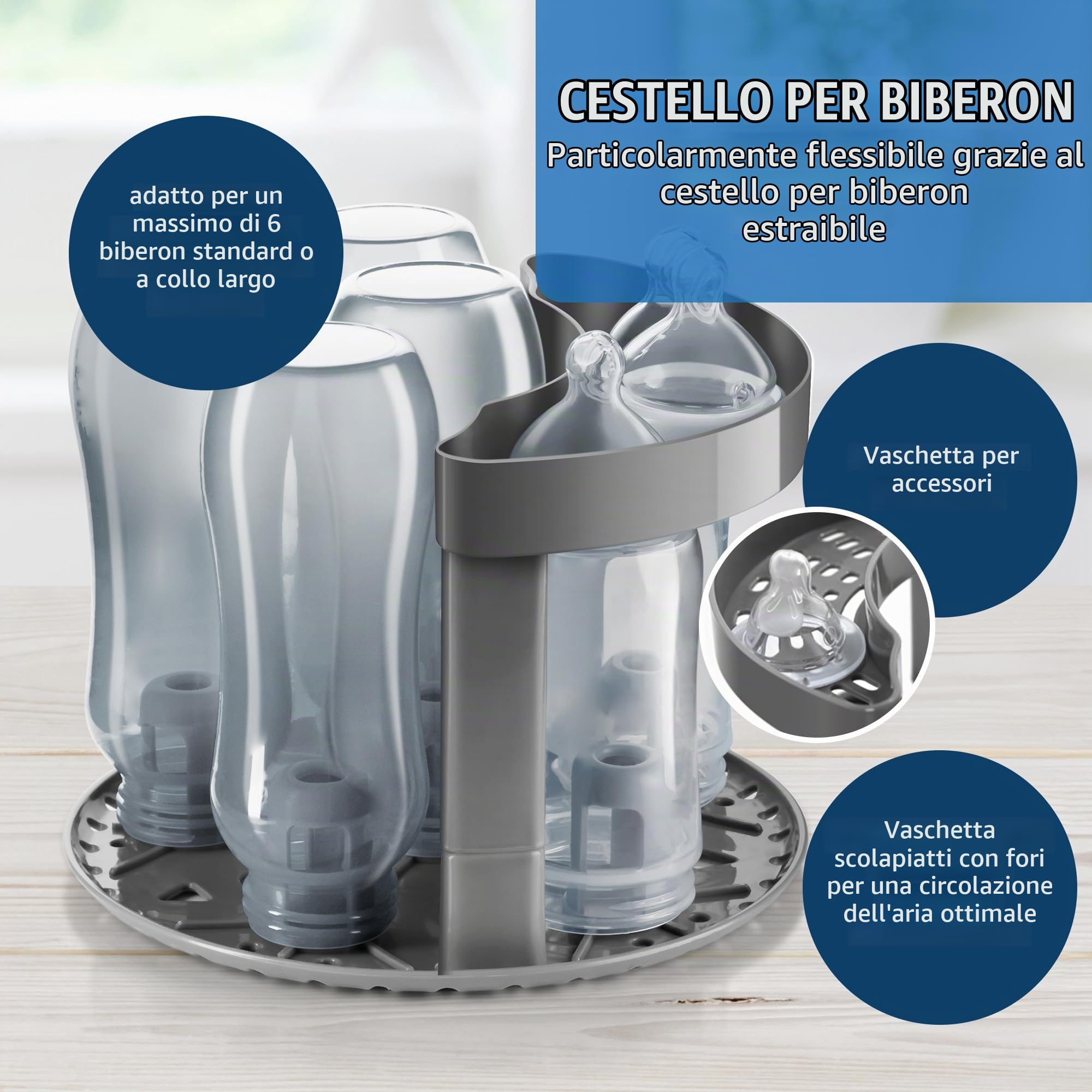 reer - VapoMat S disinfettante disinfettante in soli 10 minuti fino a 6 biberon