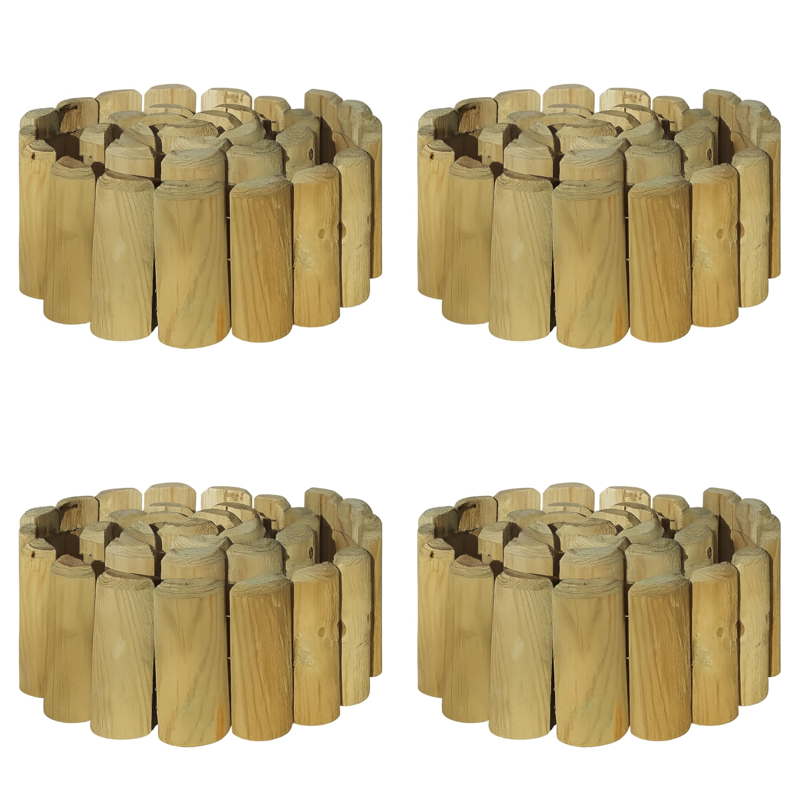 AAMEN Wooden Border Edging, Log Border Rolls, Outdoor Garden Lawn Edging, Garden Fence, 1.8m x 15cm (Pack Of 4)