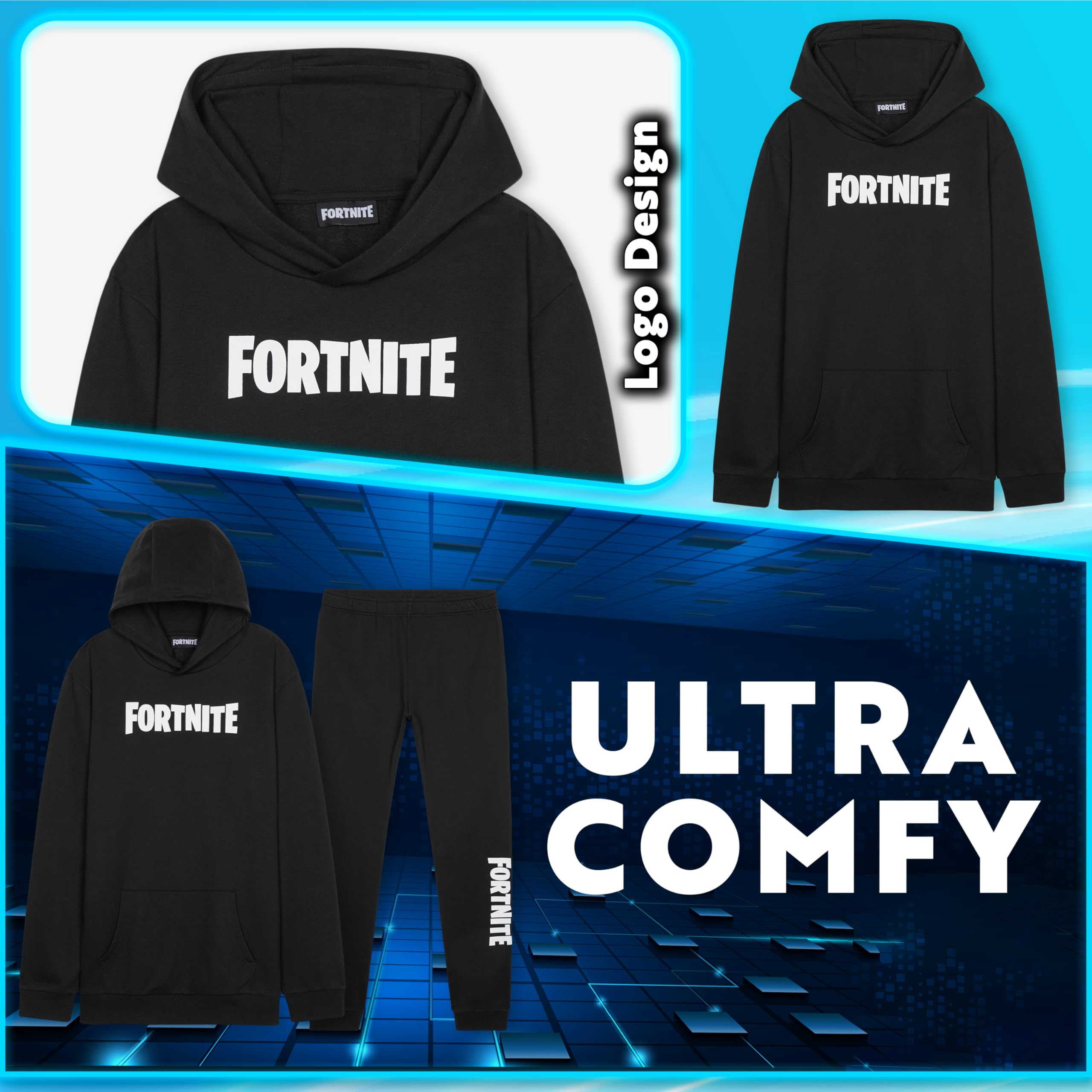 Fortnite Chándal Niño Adolescente Conjunto con Sudadera con Capucha y Pantalón, Ropa Deportiva Infantil Cálida, Regalo Niños