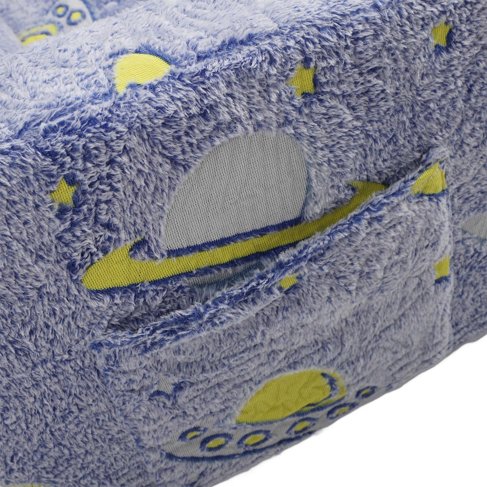 Sofa dla Dzieci, Składana Kanapa Malucha 2 w 1 ze Zdejmowanym Pokrowcem świecącym w Ciemności, Rozkładana Sofa do łóżka dla Dziewcząt i Chłopców do Nauki (BLUE)
