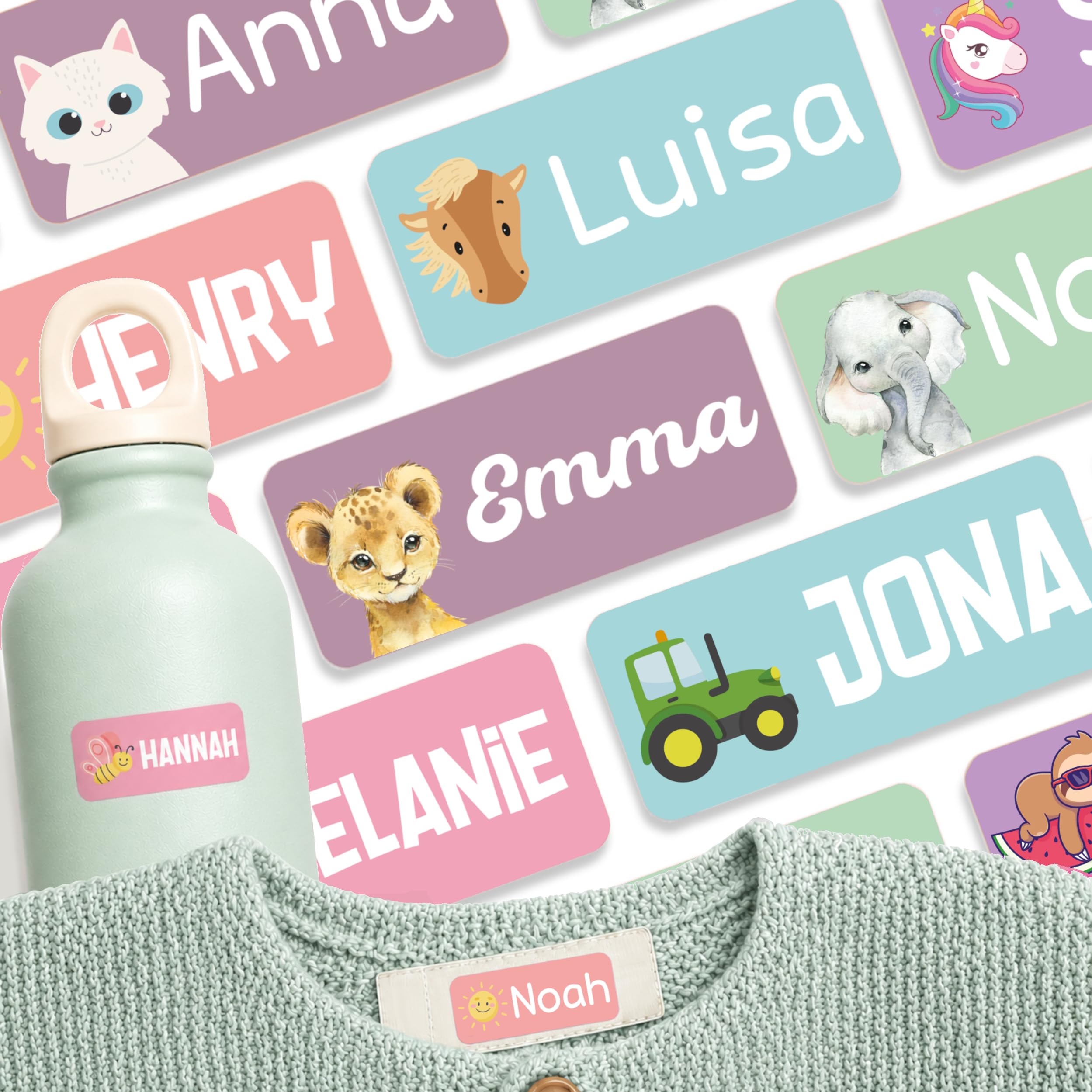 Washable Stick-On Name Labels – No-Iron, Waterproof Name Tags for Clothes & Items – Ideal for School, Nursery, Daycare & Care Homes