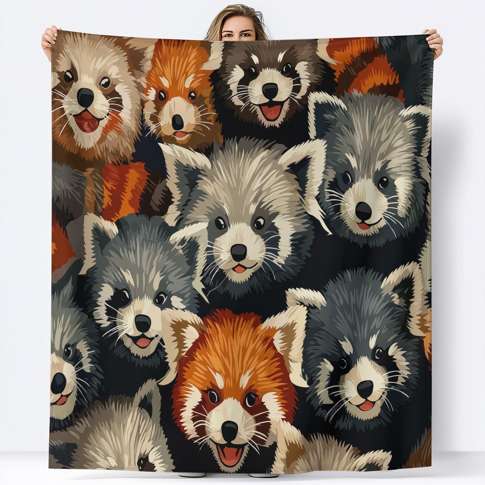 Couverture Plaid Polaire Panda Roux Animal De Dessin Animé 180x200 cm Plaid Douillette Confortable pour Canapé et Lit 2 Personnes, Couverture d'hiver pour bébé Enfant Chaude et Douce