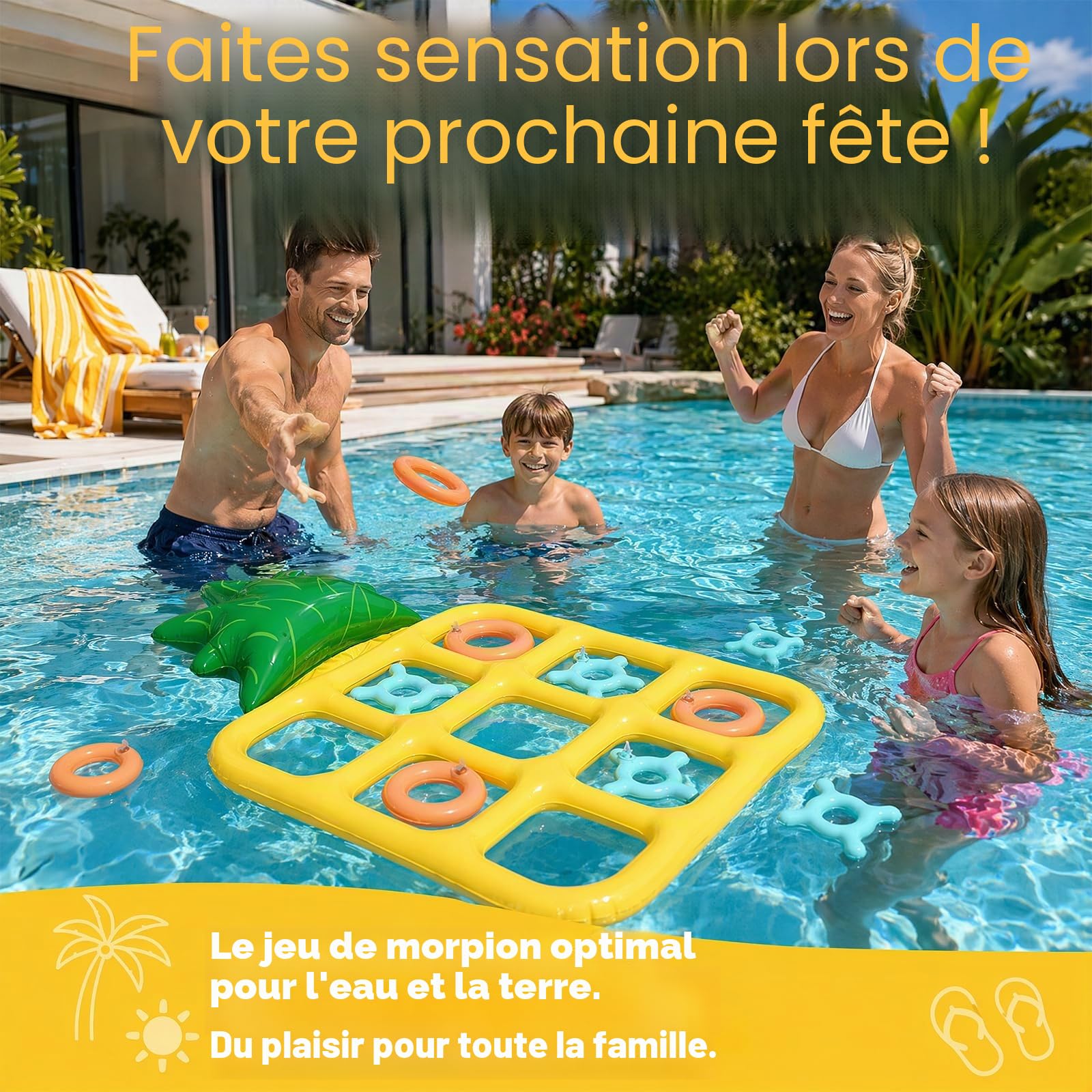 Jeu Morpion Gonflable Piscine, Ananas Flottant, Jouet Plage, JeuxPiscine Adulte, Jeux d'Exterieur pour Enfant, Jeu Morpion GonflableDans Piscine, Tic-Tàc-Toé Jouet Gonflable pourPiscine