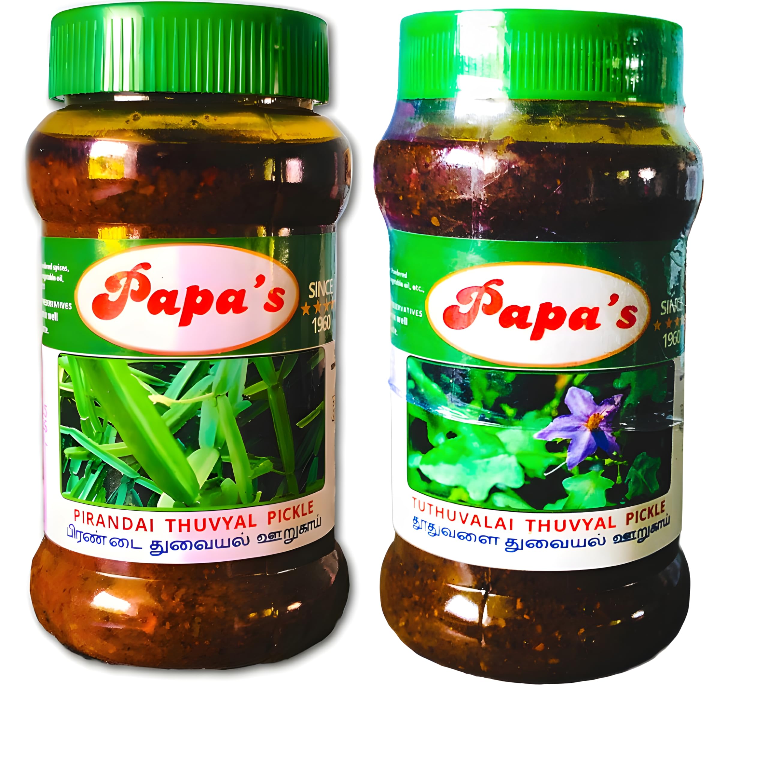 PAPAS PIRANDAI (HADJOD) & THUTHUVALAI (KANTAKARI) THUVIYAL PICKLES, HOMEMADE RICEMIX PICKLE 300GM OF 2 FOR BONE HEALTH KNEE PAIN RELIEF. THUTHUVALAI FOR RESPIRATORY HEALTH COLD COUGH,INCREASE IRON, IMPROVES IMMUNITY LEAVEL - THE AUTHENTIC TASTE OF SOUTHINDIAN PIRANDAI & THUTHUVALAI THUVIYAL PICKLE.100% MADE WITH ORIGINAL STEM & LEAVES. PREPARED FRESHLY ON RICEBRAN OIL.-image-5