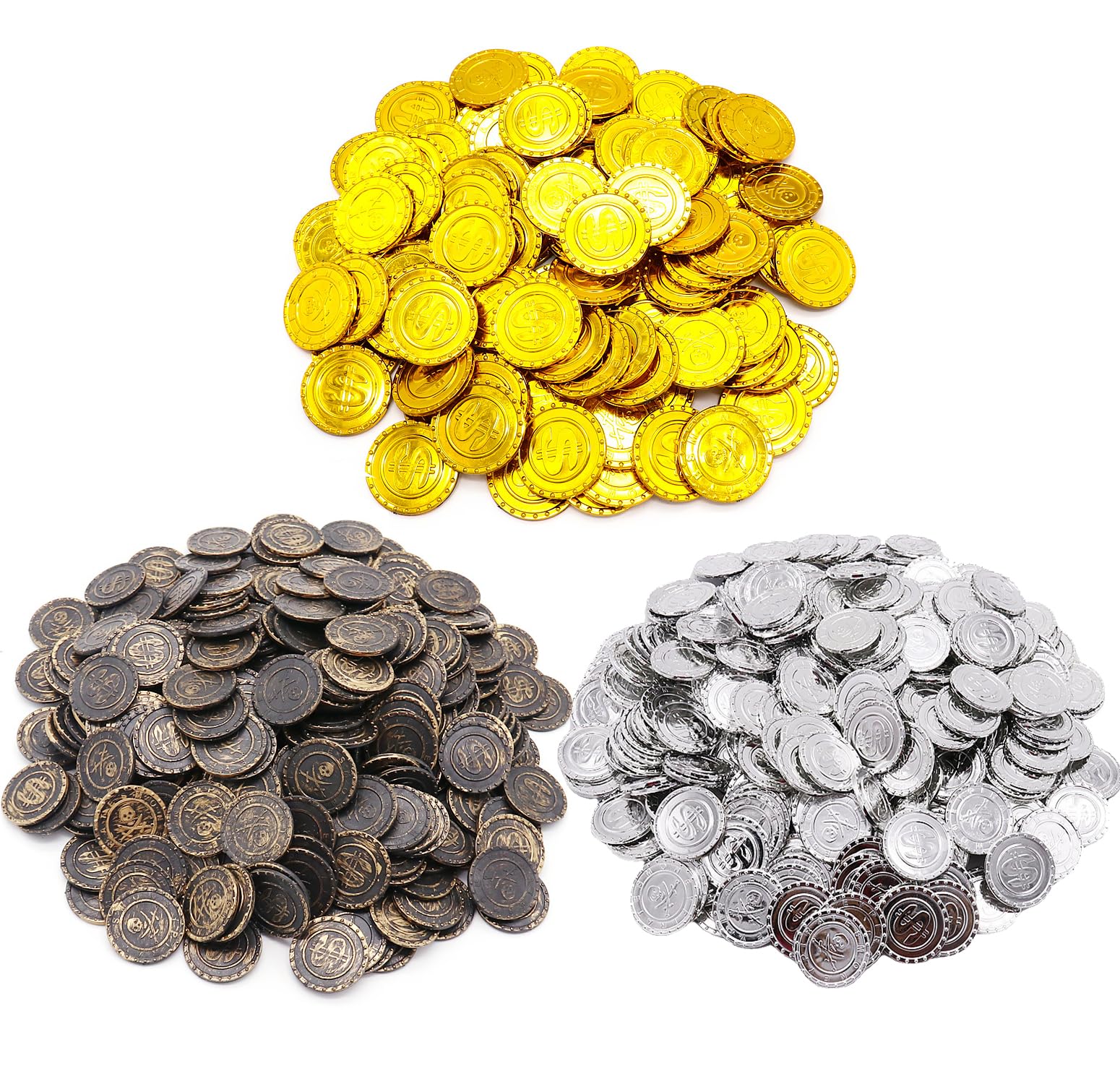 Amazon.co.jp: 金・銀・銅 コイン 300枚セット 直径 3cm おもちゃ 金貨 